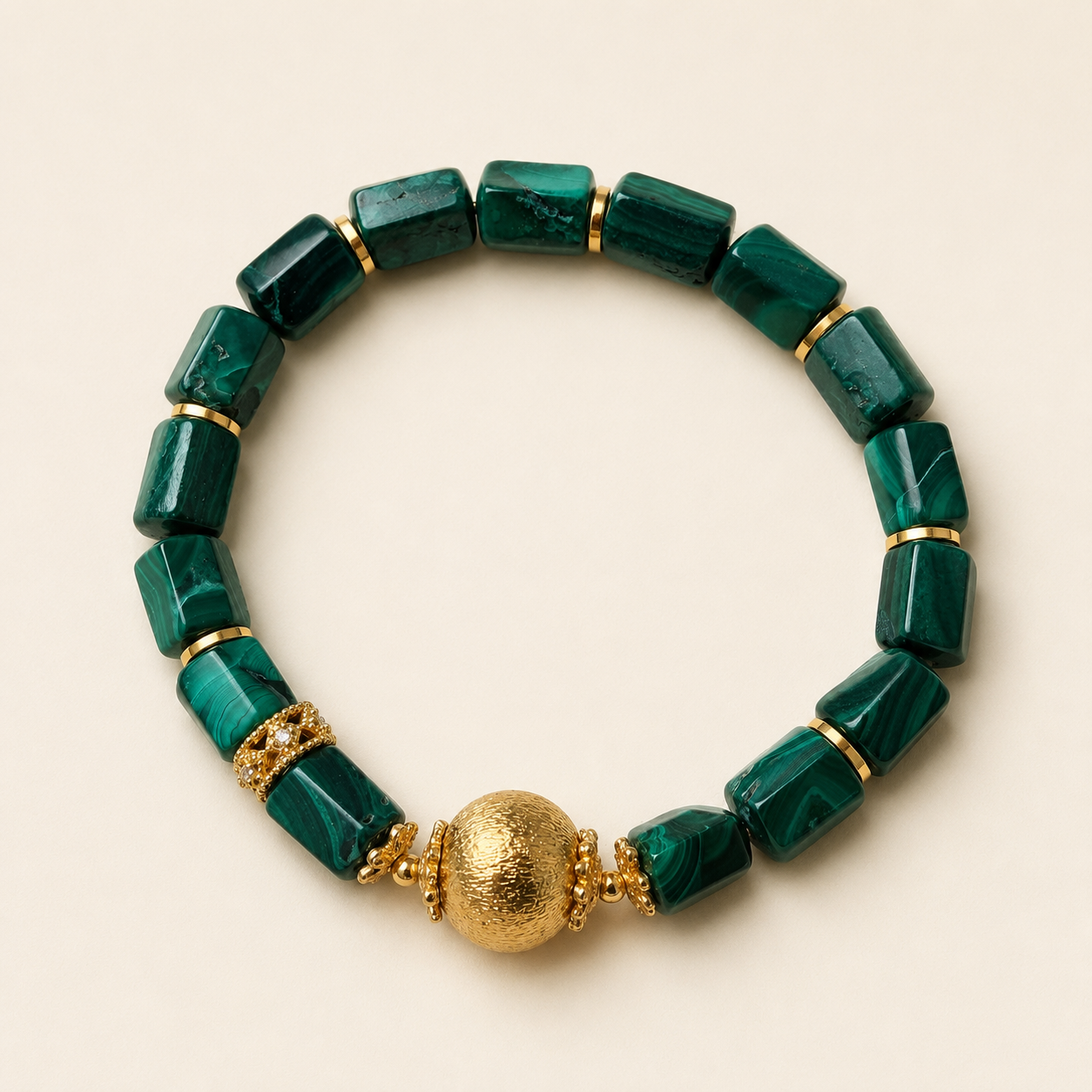 Golden Orbit Malachite Bracelet