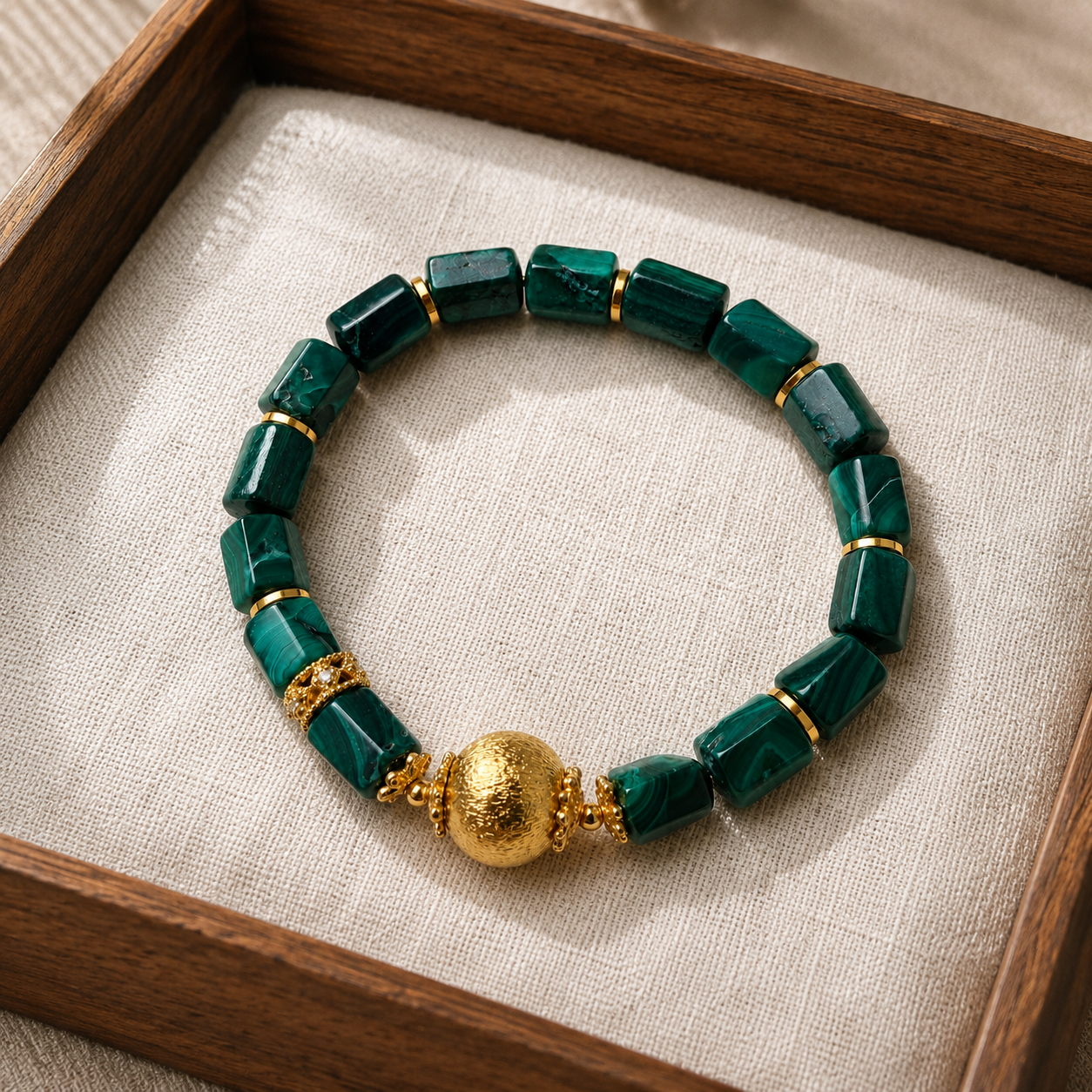 Golden Orbit Malachite Bracelet