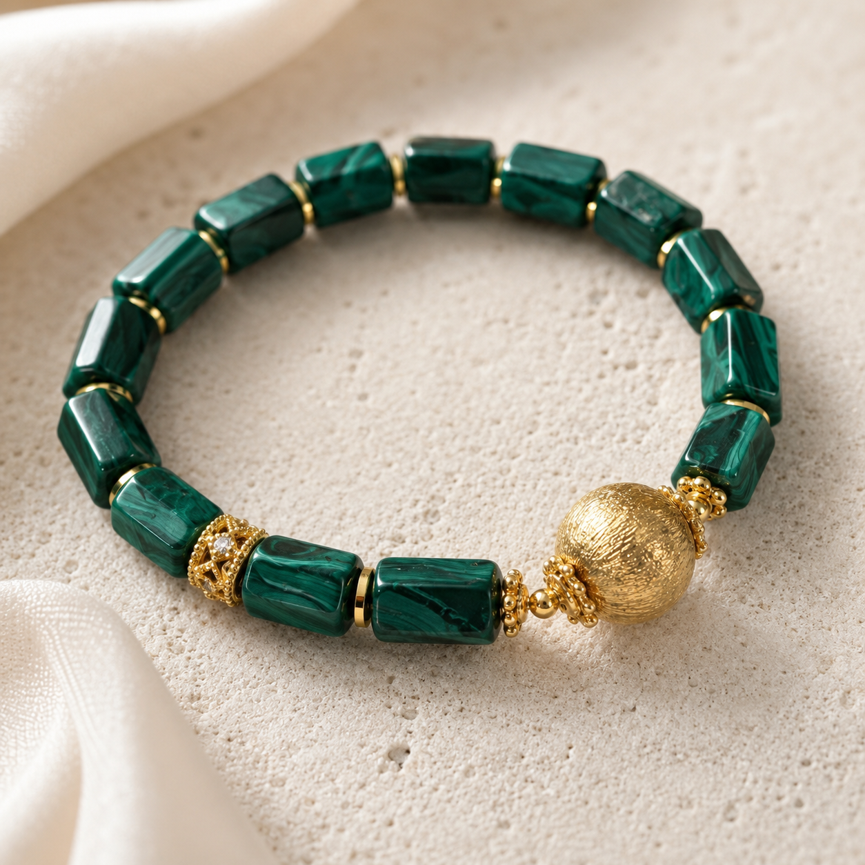 Golden Orbit Malachite Bracelet