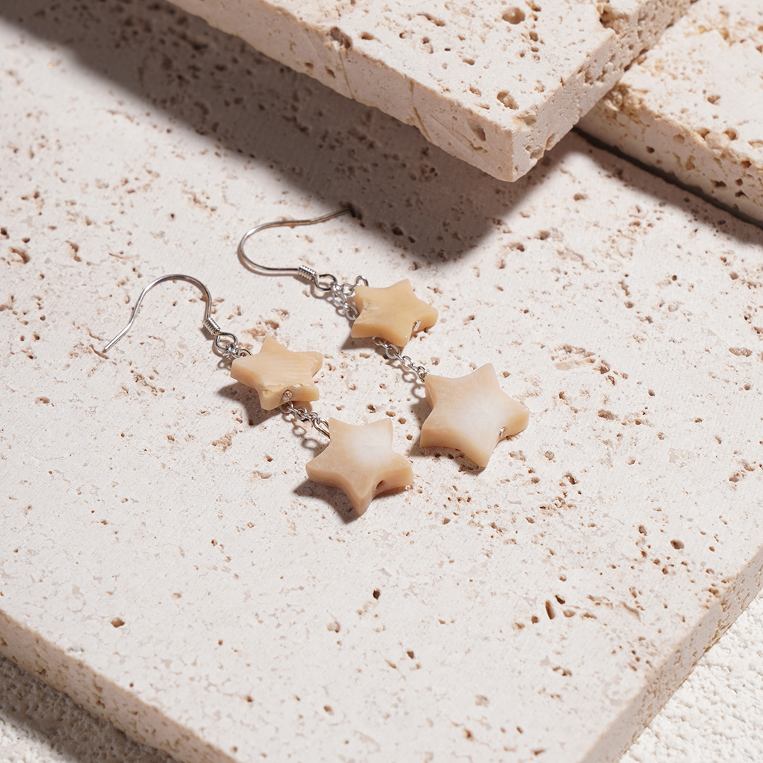 White Coral Earrings Star Shaped Jewelry Crystal Gift