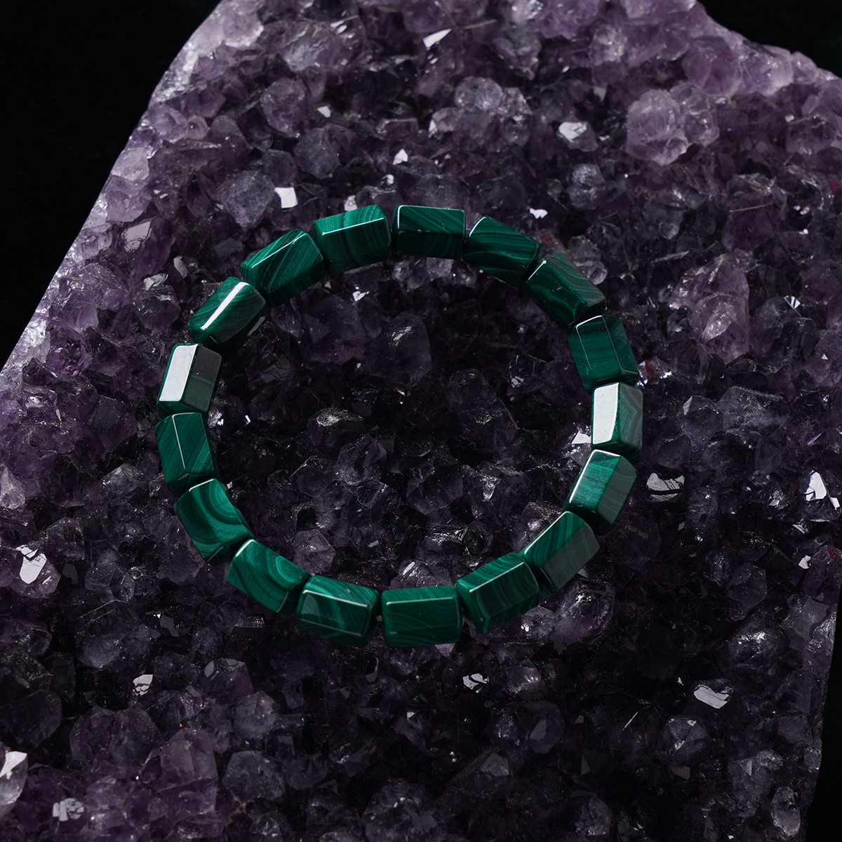 (Hexagonal Prism) Malachite Bracelet Crystal Healing Bracelet for Positive Change, Opportunity, Protection, Love