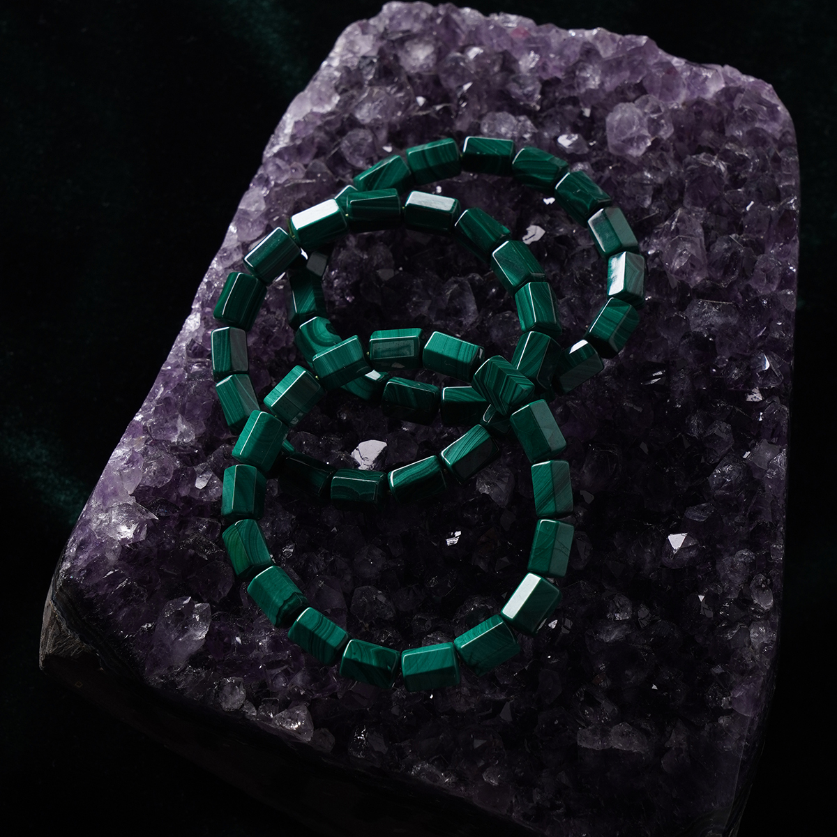 (Hexagonal Prism) Malachite Bracelet Crystal Healing Bracelet for Positive Change, Opportunity, Protection, Love
