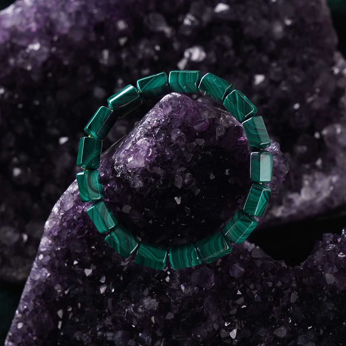 (Hexagonal Prism) Malachite Bracelet Crystal Healing Bracelet for Positive Change, Opportunity, Protection, Love