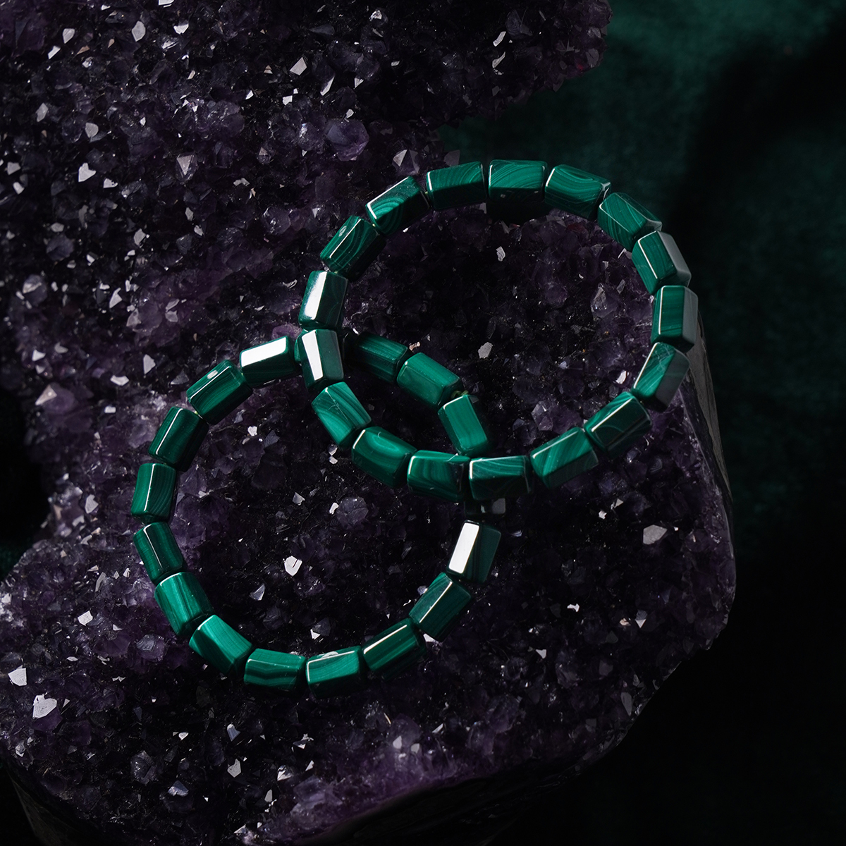 (Hexagonal Prism) Malachite Bracelet Crystal Healing Bracelet for Positive Change, Opportunity, Protection, Love