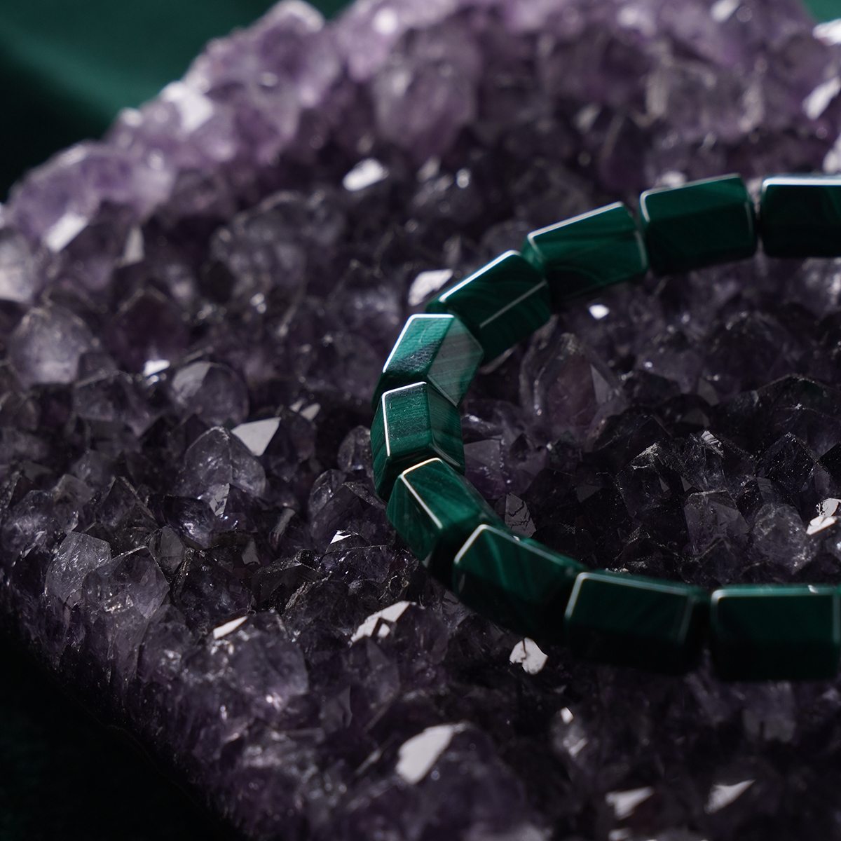 (Hexagonal Prism) Malachite Bracelet Crystal Healing Bracelet for Positive Change, Opportunity, Protection, Love