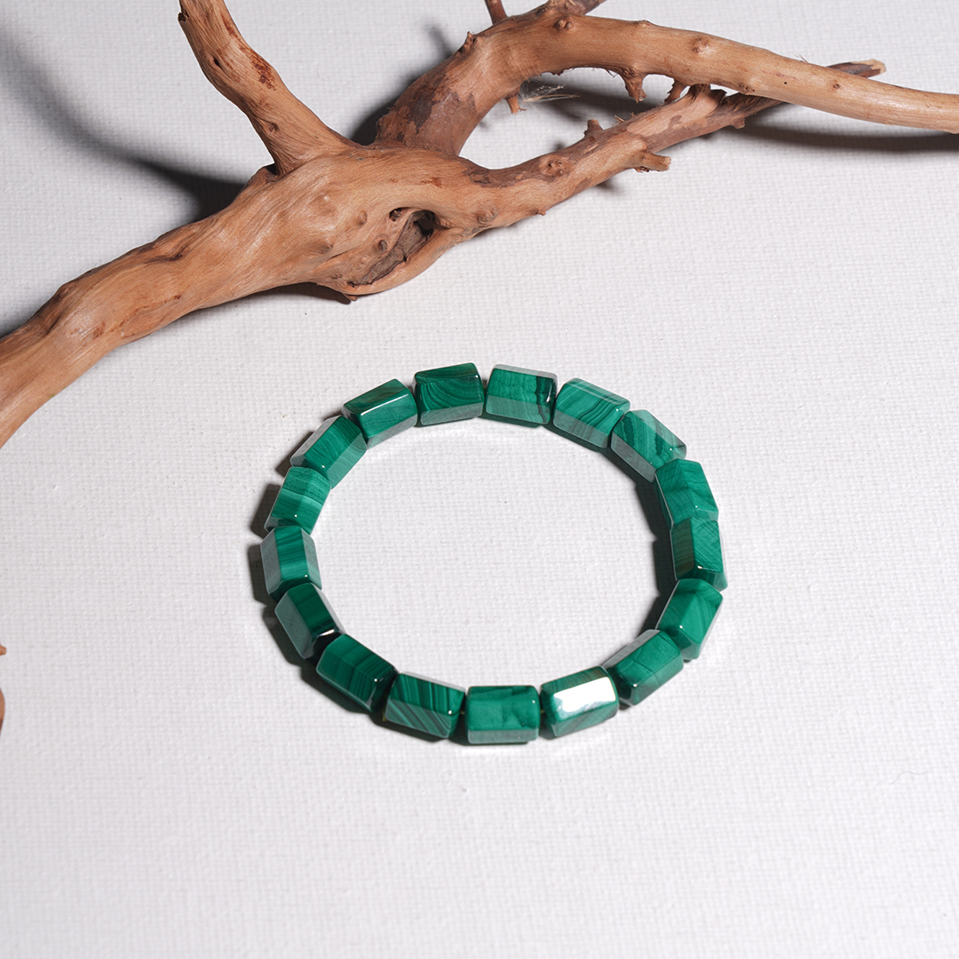 (Hexagonal Prism) Malachite Bracelet Crystal Healing Bracelet for Positive Change, Opportunity, Protection, Love