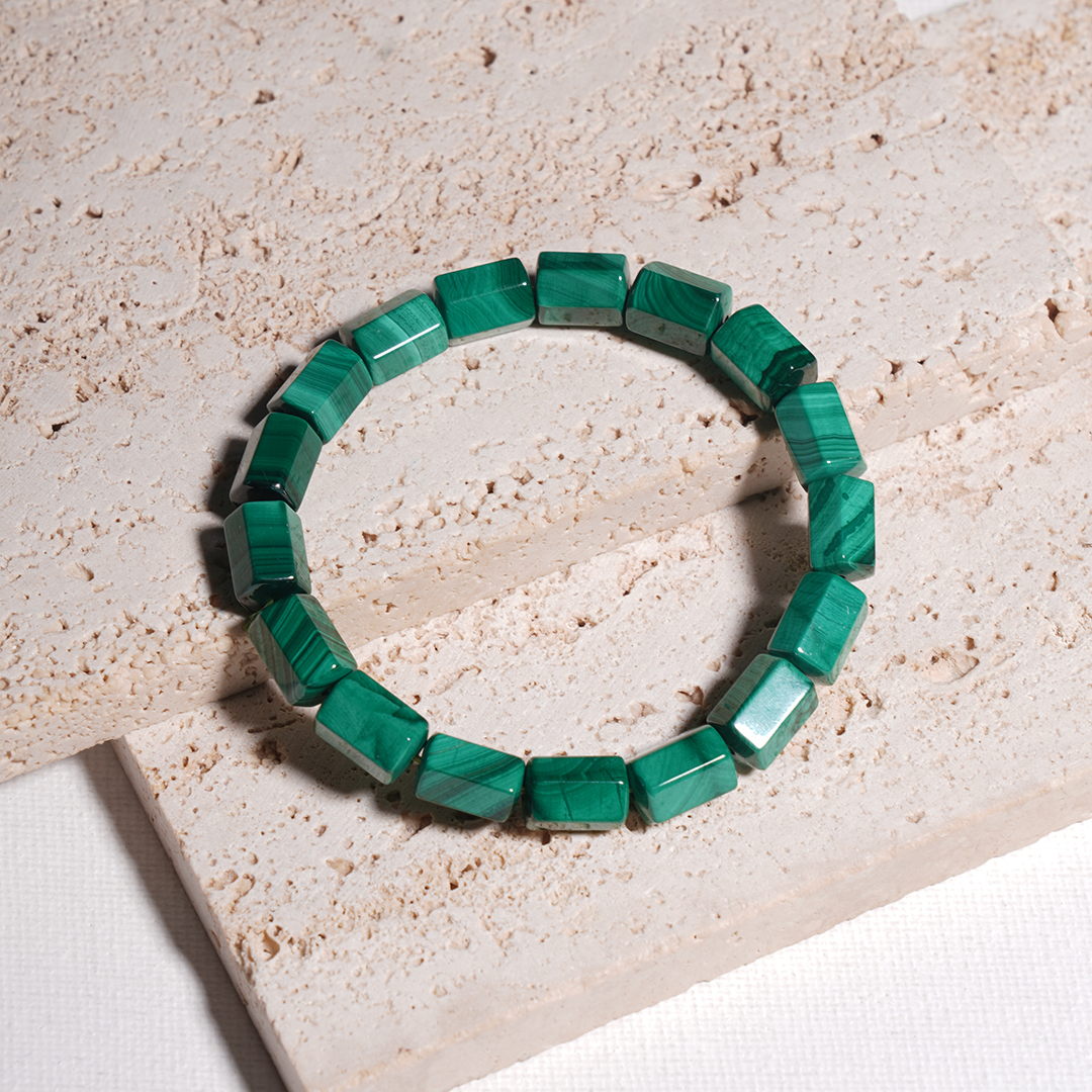 (Hexagonal Prism) Malachite Bracelet Crystal Healing Bracelet for Positive Change, Opportunity, Protection, Love
