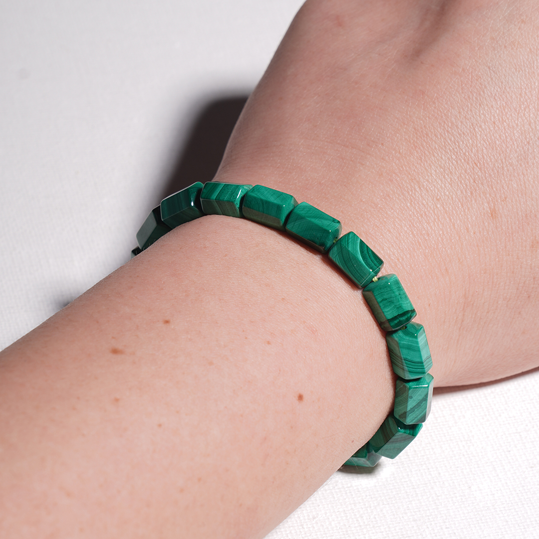 (Hexagonal Prism) Malachite Bracelet Crystal Healing Bracelet for Positive Change, Opportunity, Protection, Love