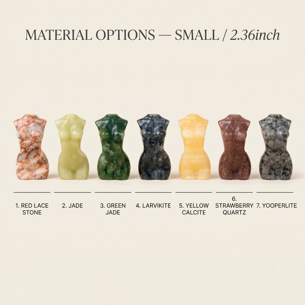 Gemstone Female Body Figurine – Large or Small Machine-Carved Goddess Torso Decor