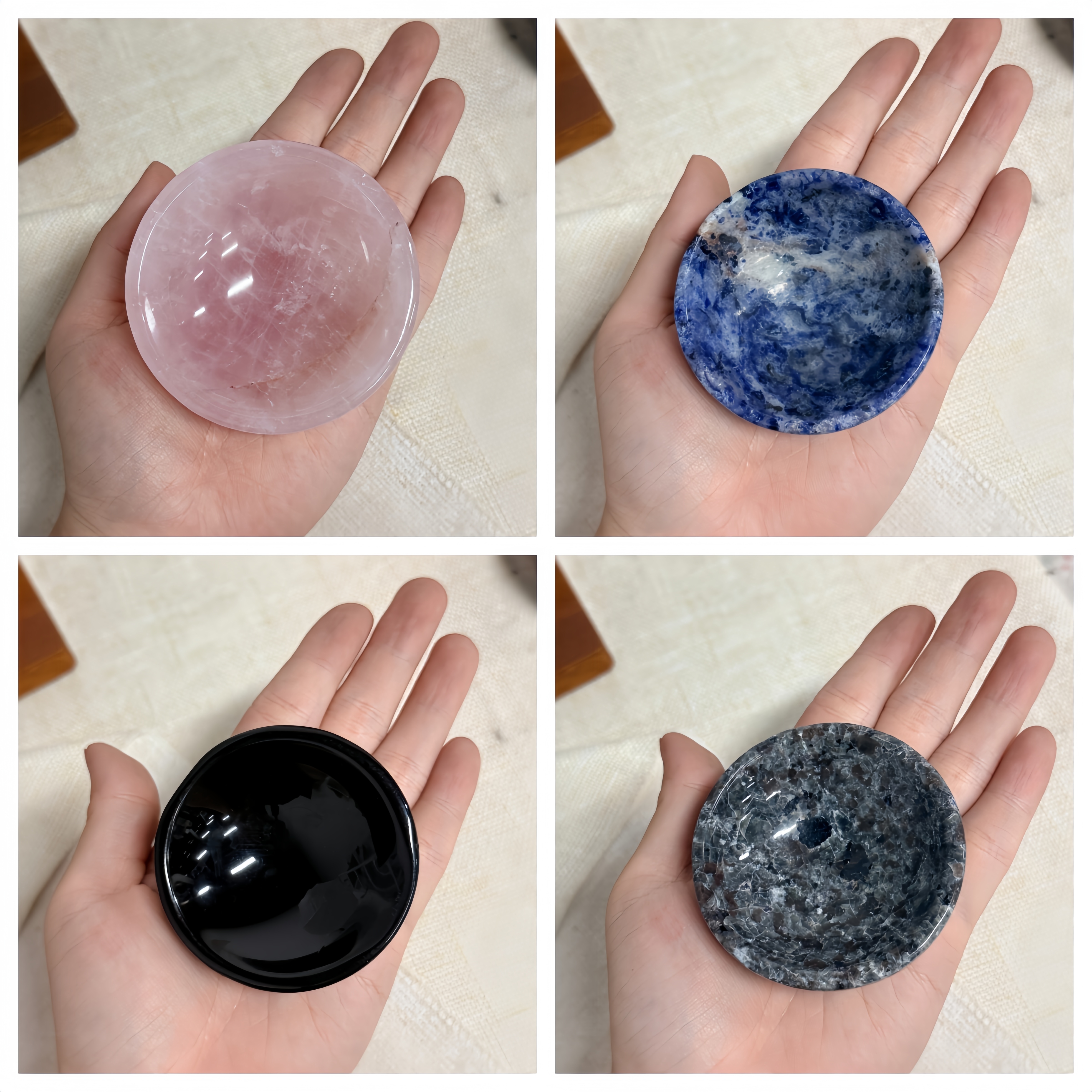 Handmade Gemstone Trinket Bowl – Yooperlite, Rose Quartz, Sodalite or Black Obsidian