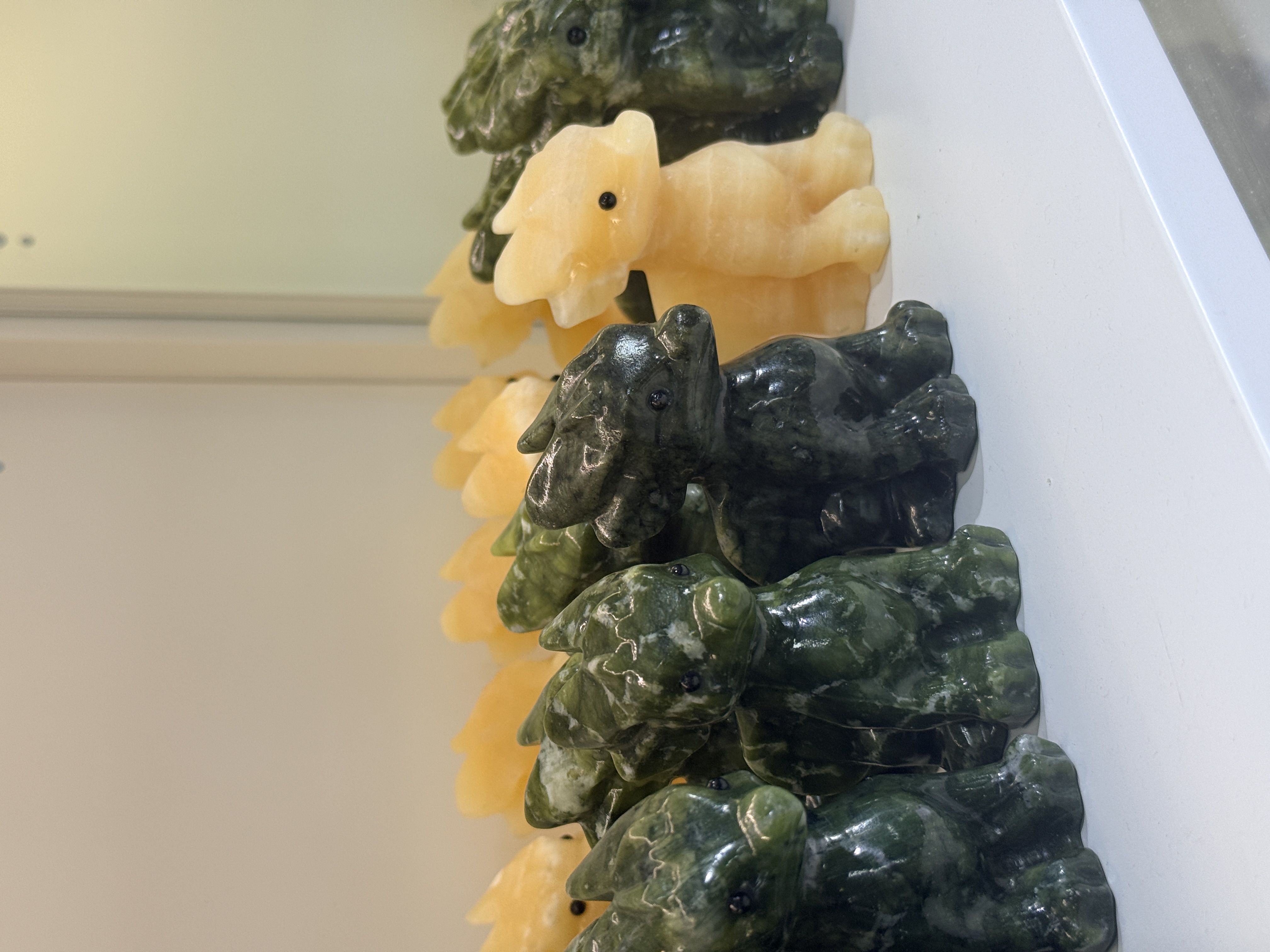 Yellow Calcite or Green Jade Baby Dragon – Machine-Carved Crystal Figurine & Fantasy Decor