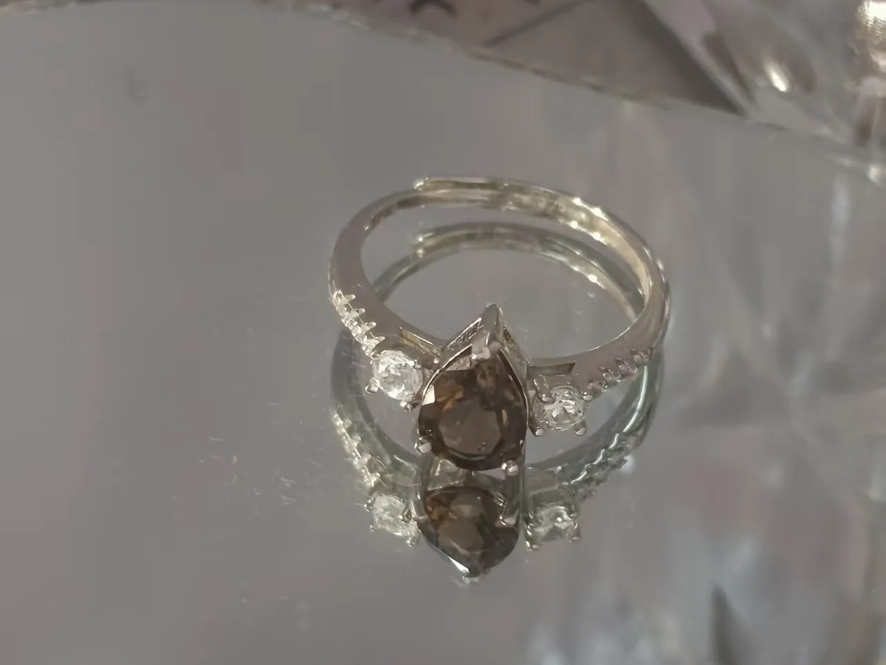 $15 RANGE CRYSTAL ADJUSTABLE RINGS WITH S925 STERLING STEEL