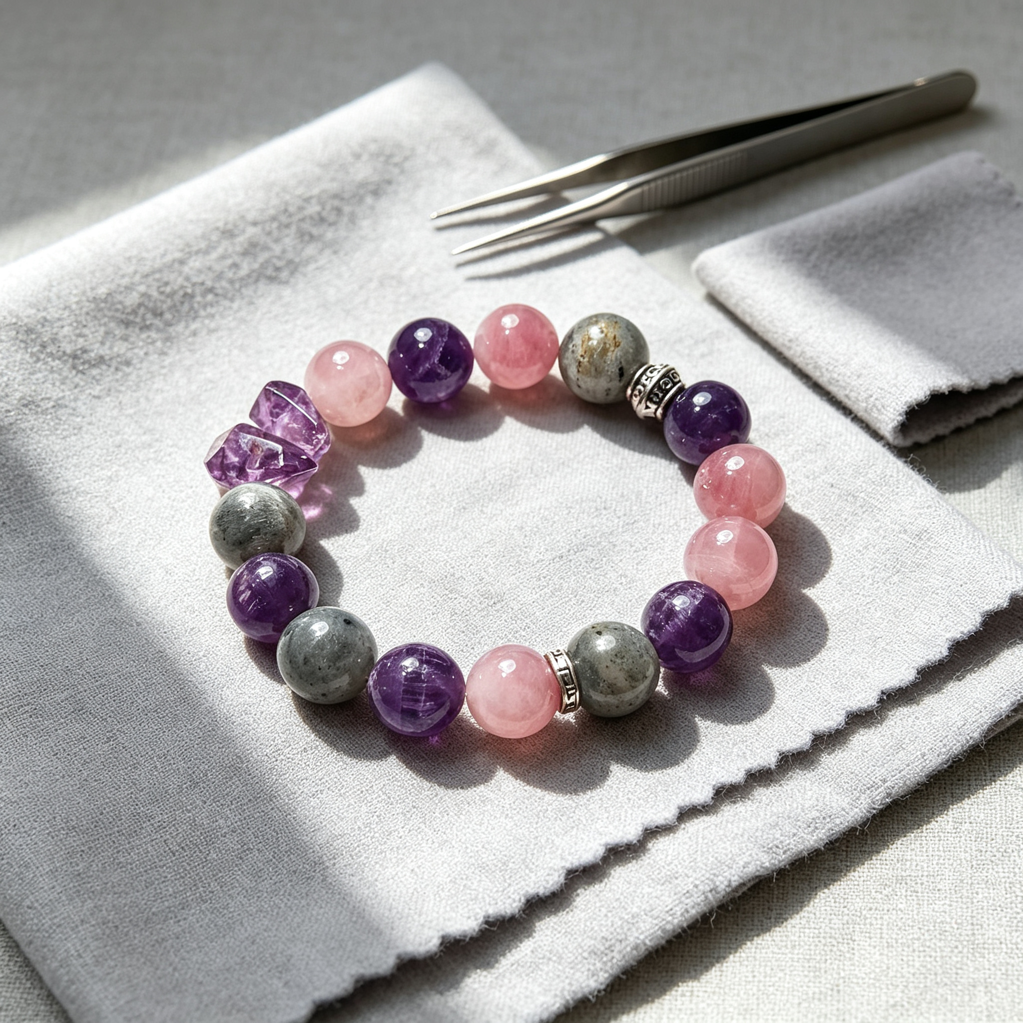 Cosmic Wisdom Dream Amethyst, Amethyst & Rose Quartz Bracelet