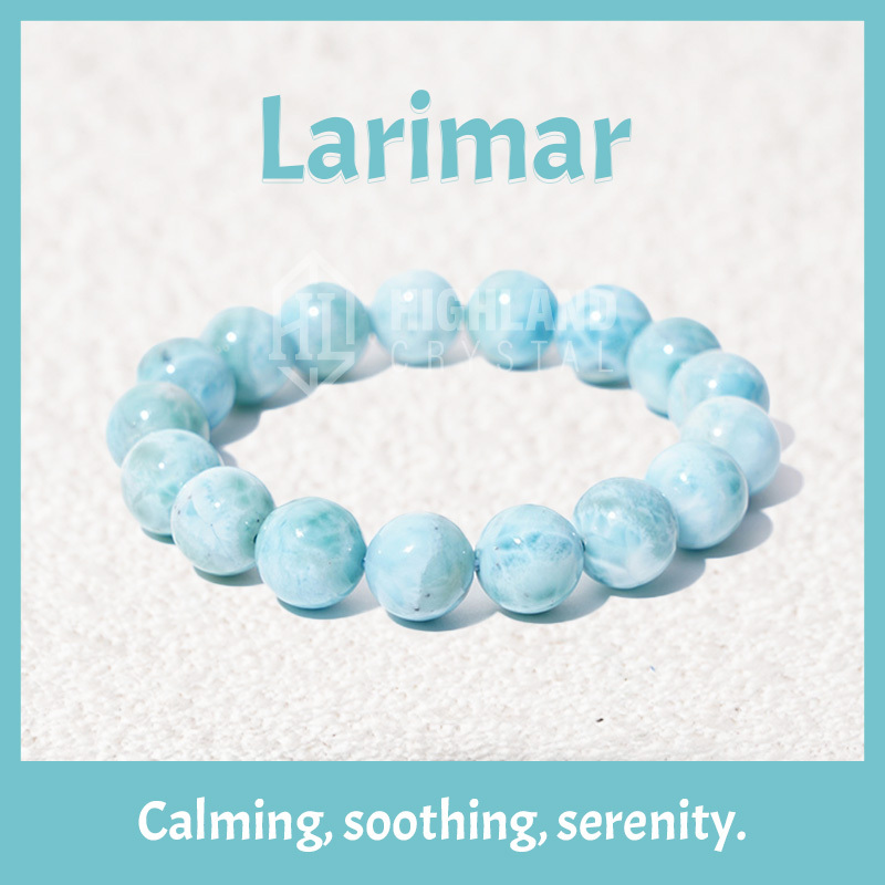 Larimar Beads Bracelet Protection Healing Power Gemstone Bracelet for Women Men's Gifts - Calming, Self-Expression, Spiritual Connection