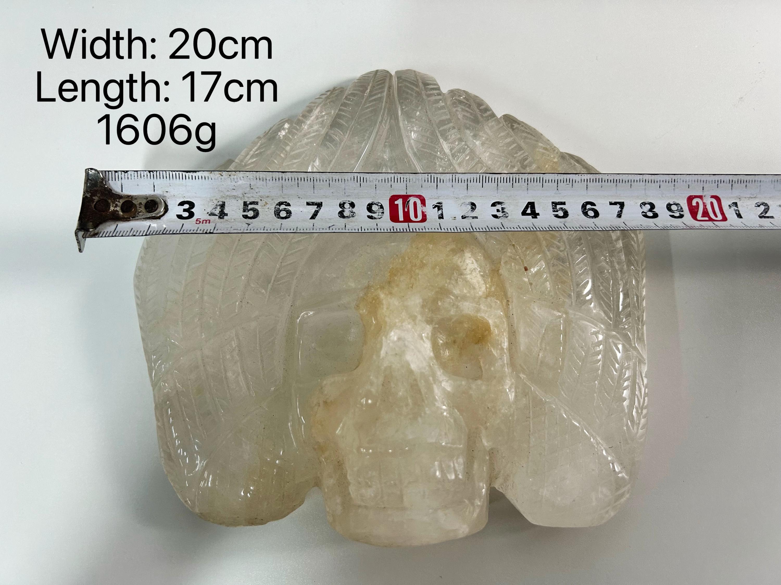 White Crystal Skull, Natural Quartz Skull Figurine, crystal collectible, Gothic Fantasy or Shelf Display Decor