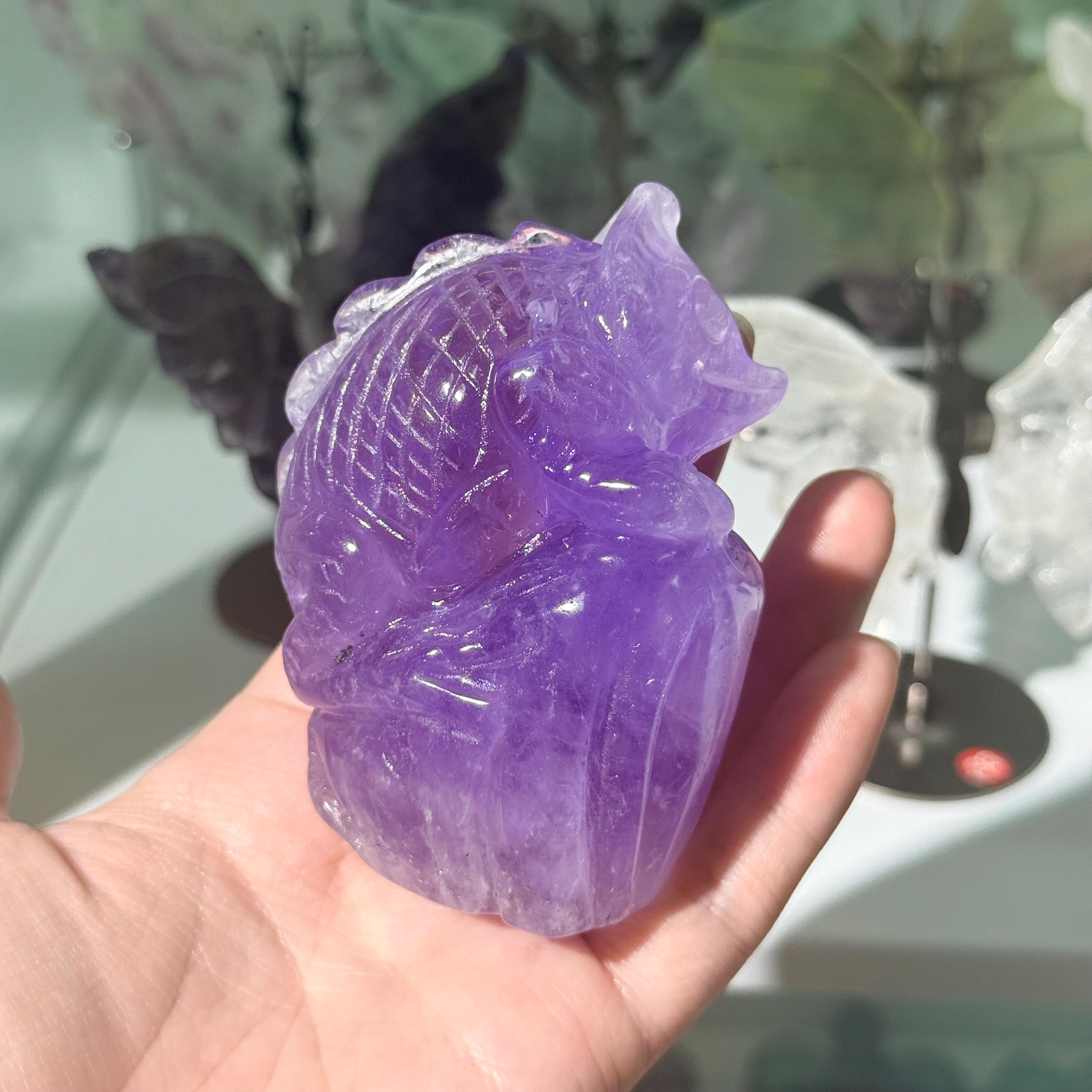 Amethyst Lizard Carving Crystal Animal Figurine Reptile Gift Home Decor