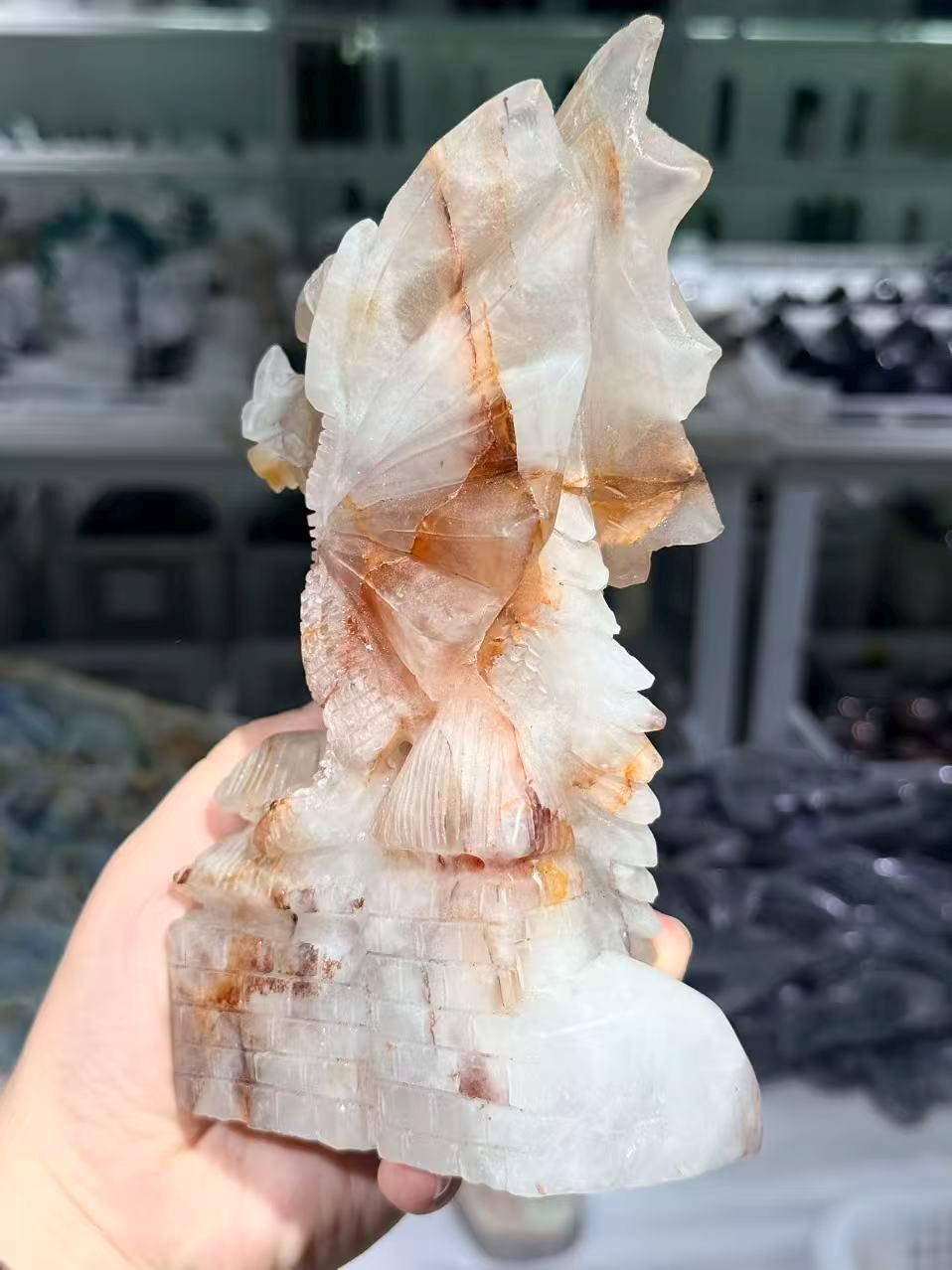 Hand Carved Amazonite Dragon Sculpture Castle Guardian Fantasy Home Decor Gift