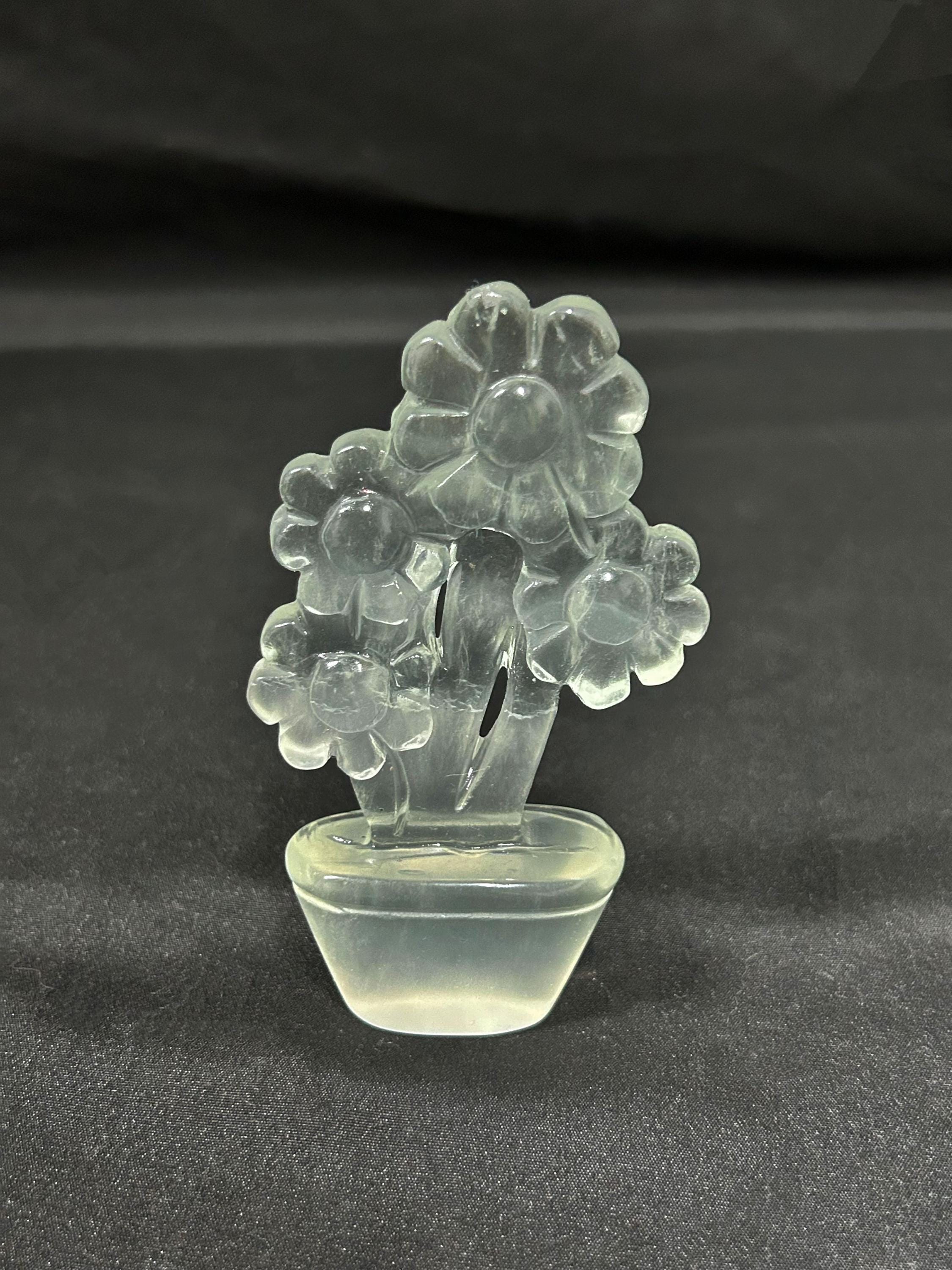 Hand Carved Gemstone Flower Tree, Mini Crystal Bonsai, Feng Shui Decor