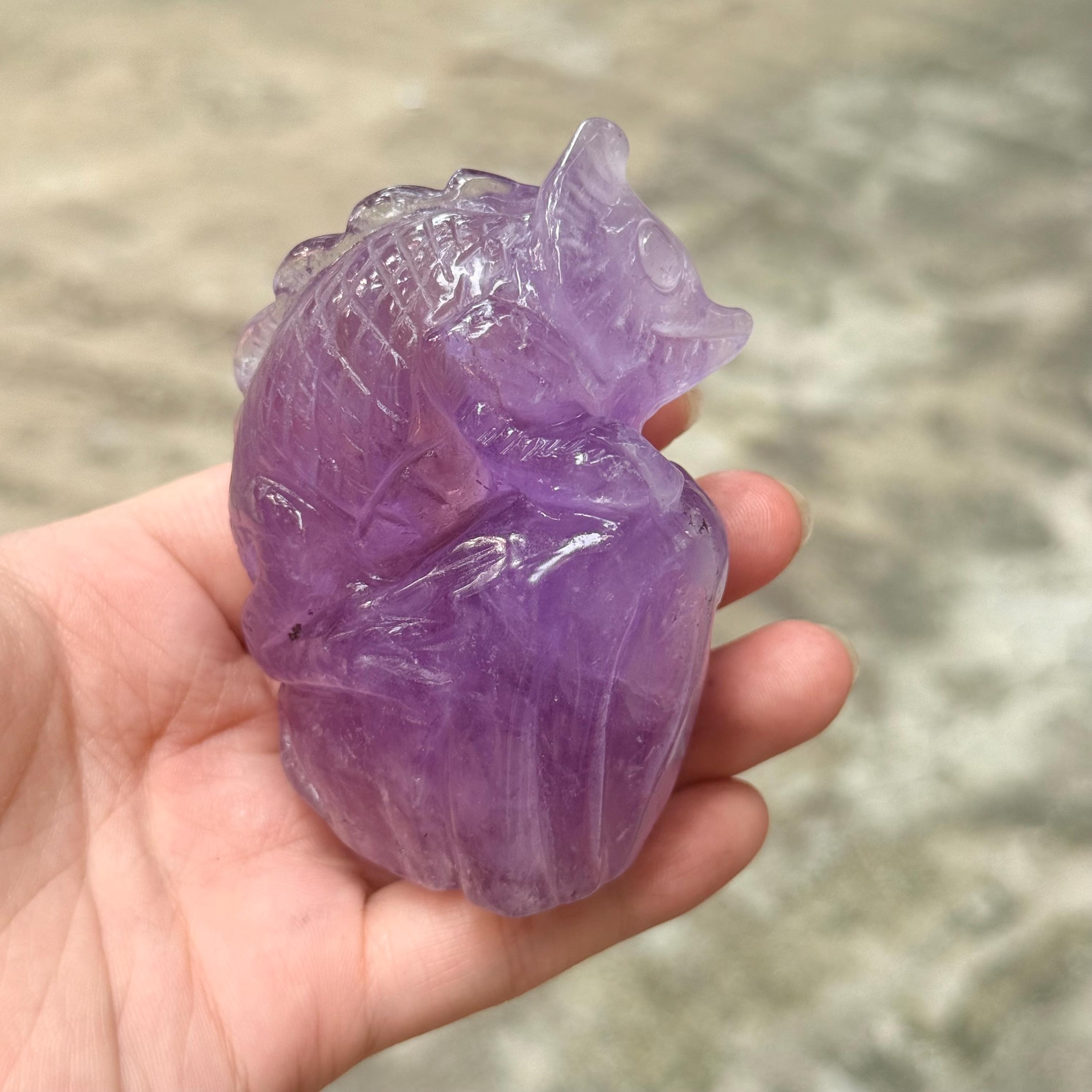 Amethyst Lizard Carving Crystal Animal Figurine Reptile Gift Home Decor