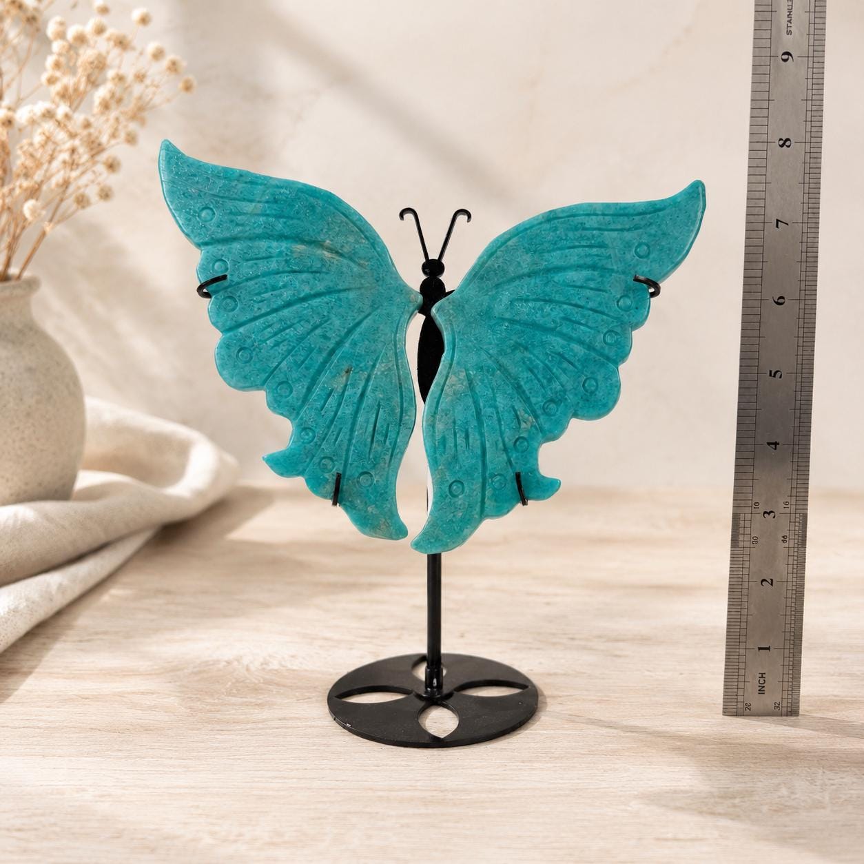 Handmade Natural Gemstone Butterfly Sculpture, Crystal Decor, Spiritual Ornament
