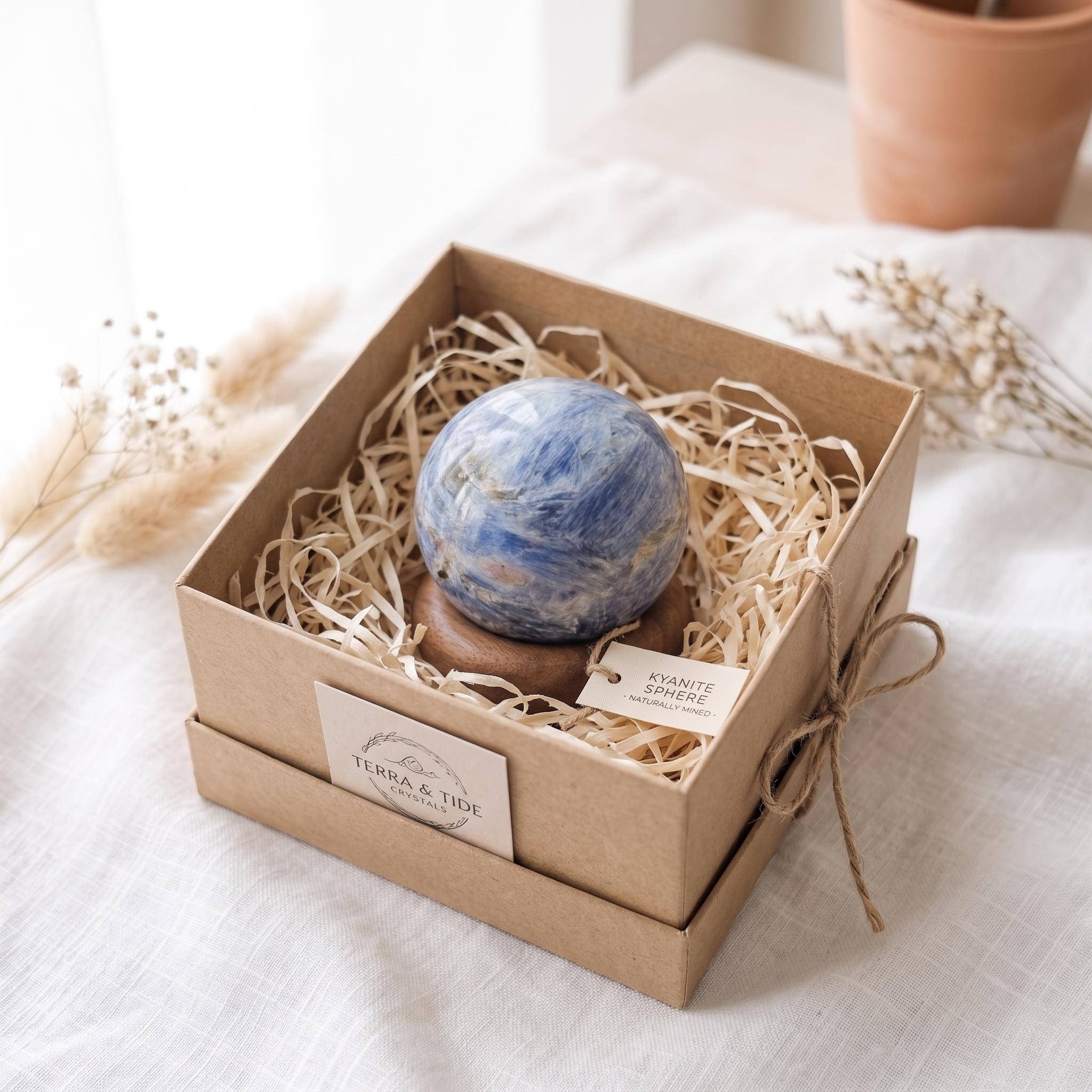 Blue Kyanite Sphere Natural Polished Crystal Ball Meditation Decor Collector Gift