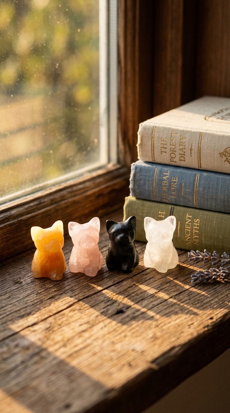 Crystal French Bulldog Carving, Obsidian, Cute Frenchie Figurine, desk companions, Crystal Gift