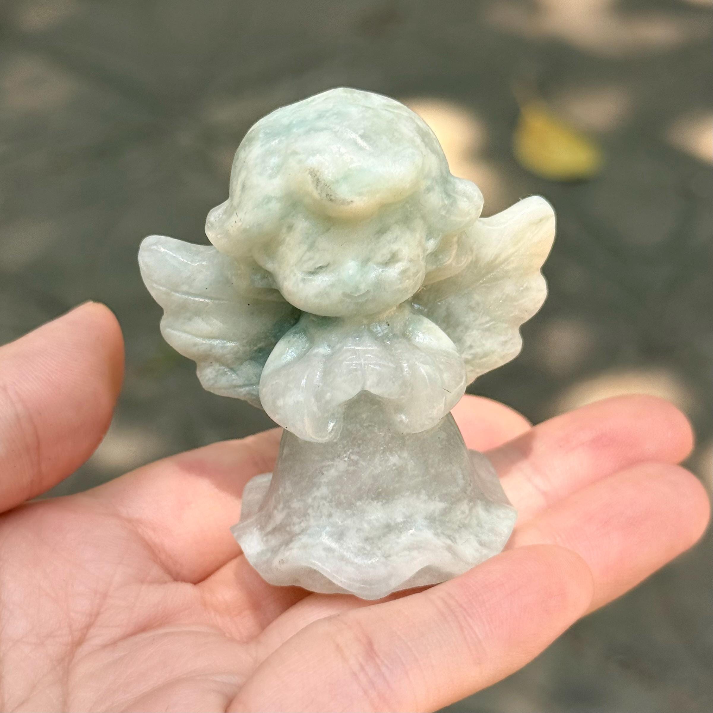 Angel Lover Crystal Figurine 2.4'' Natural Stone Guardian Carving Spiritual Home Decor Meaningful Gift