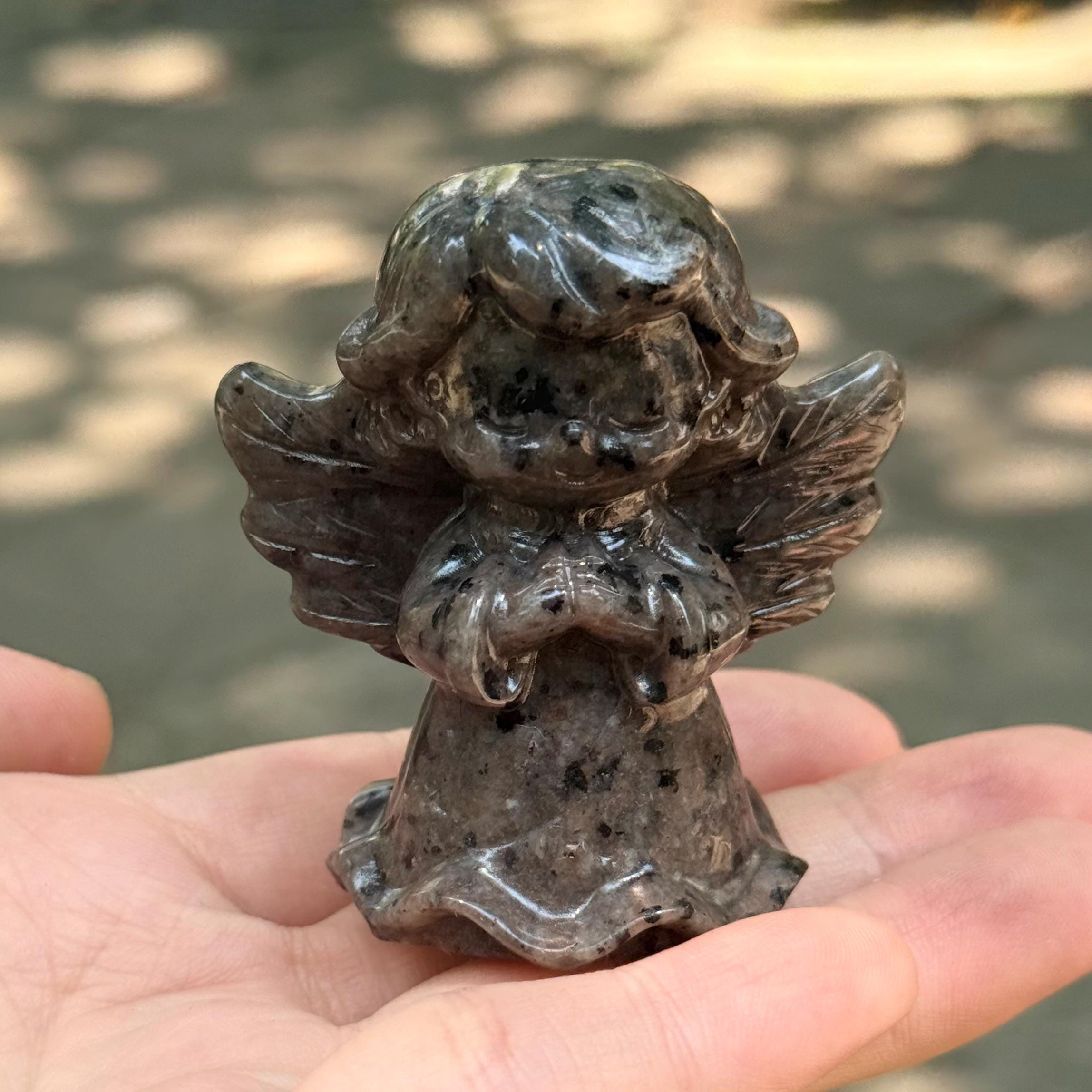Angel Lover Crystal Figurine 2.4'' Natural Stone Guardian Carving Spiritual Home Decor Meaningful Gift