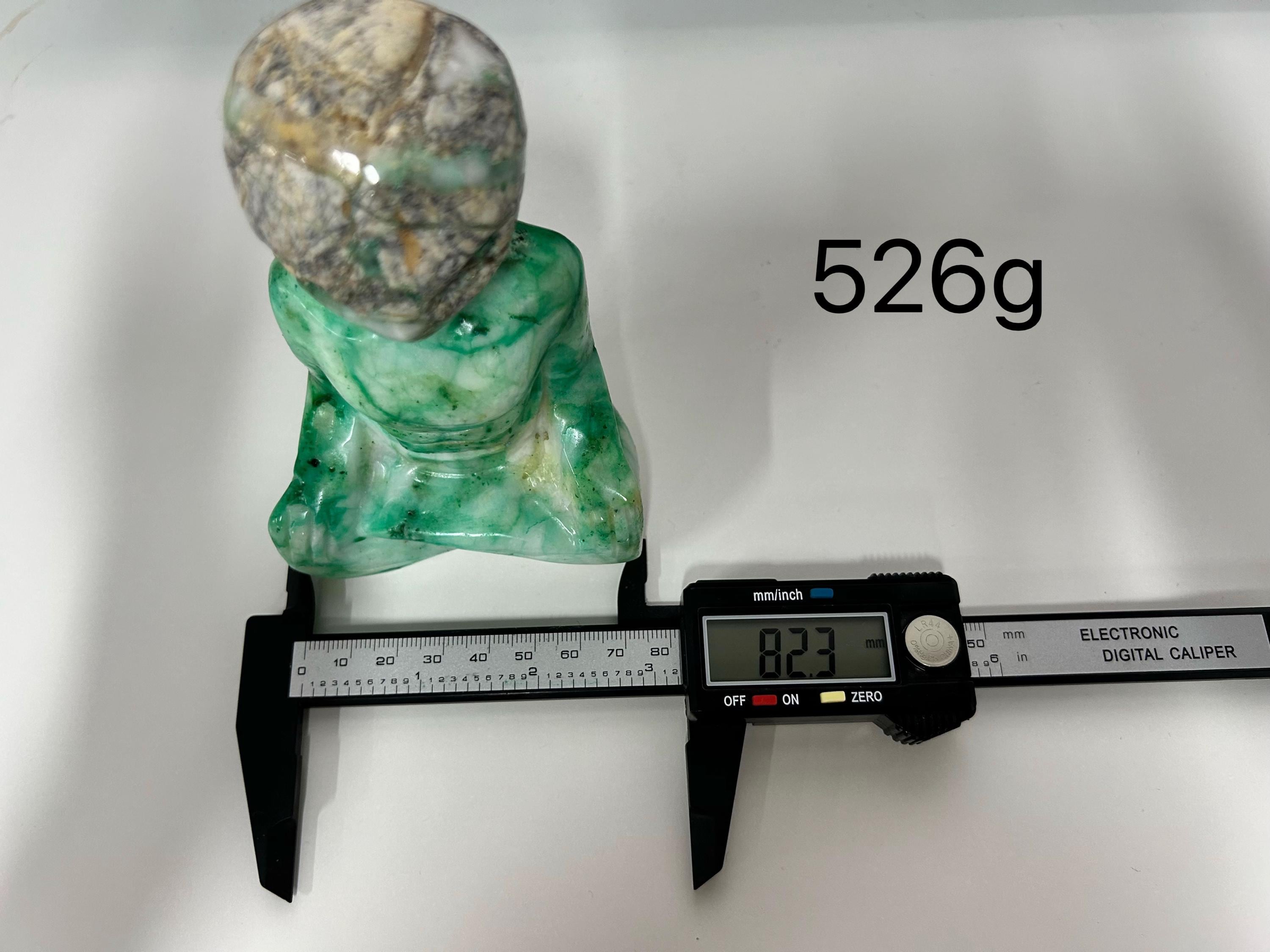 Phoenix Stone Alien Sculpture, Green Jade Stone Carving, Spiritual Decor, Mystical Sculpture, Cosmic Energy Altar, Unique Alien Gift