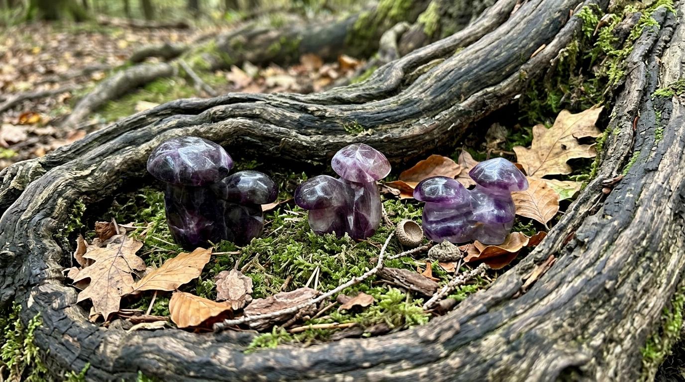Crystal purple flourite Mushroom Carving, purple flourite Mushroom