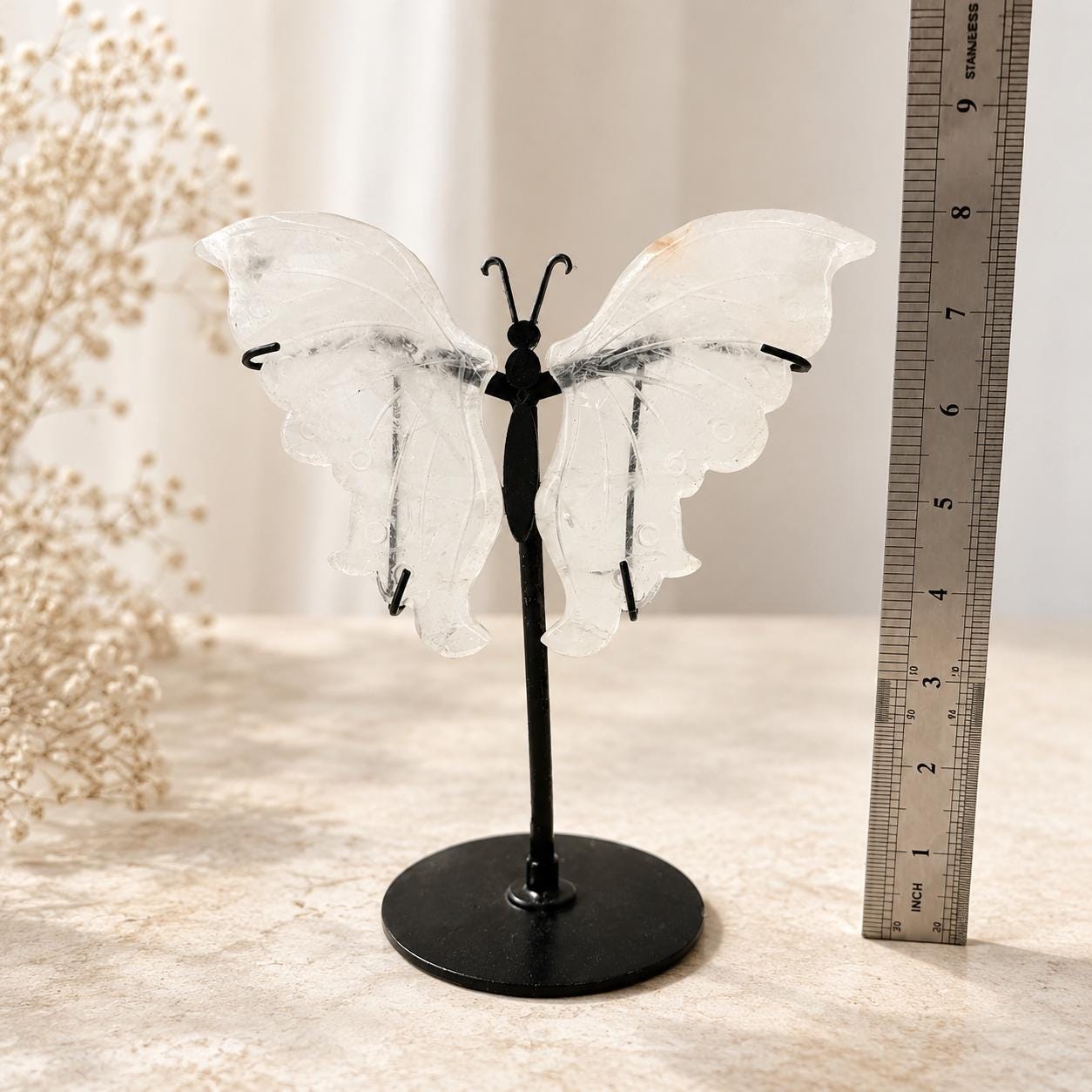 Handmade Natural Gemstone Butterfly Sculpture, Crystal Decor, Spiritual Ornament