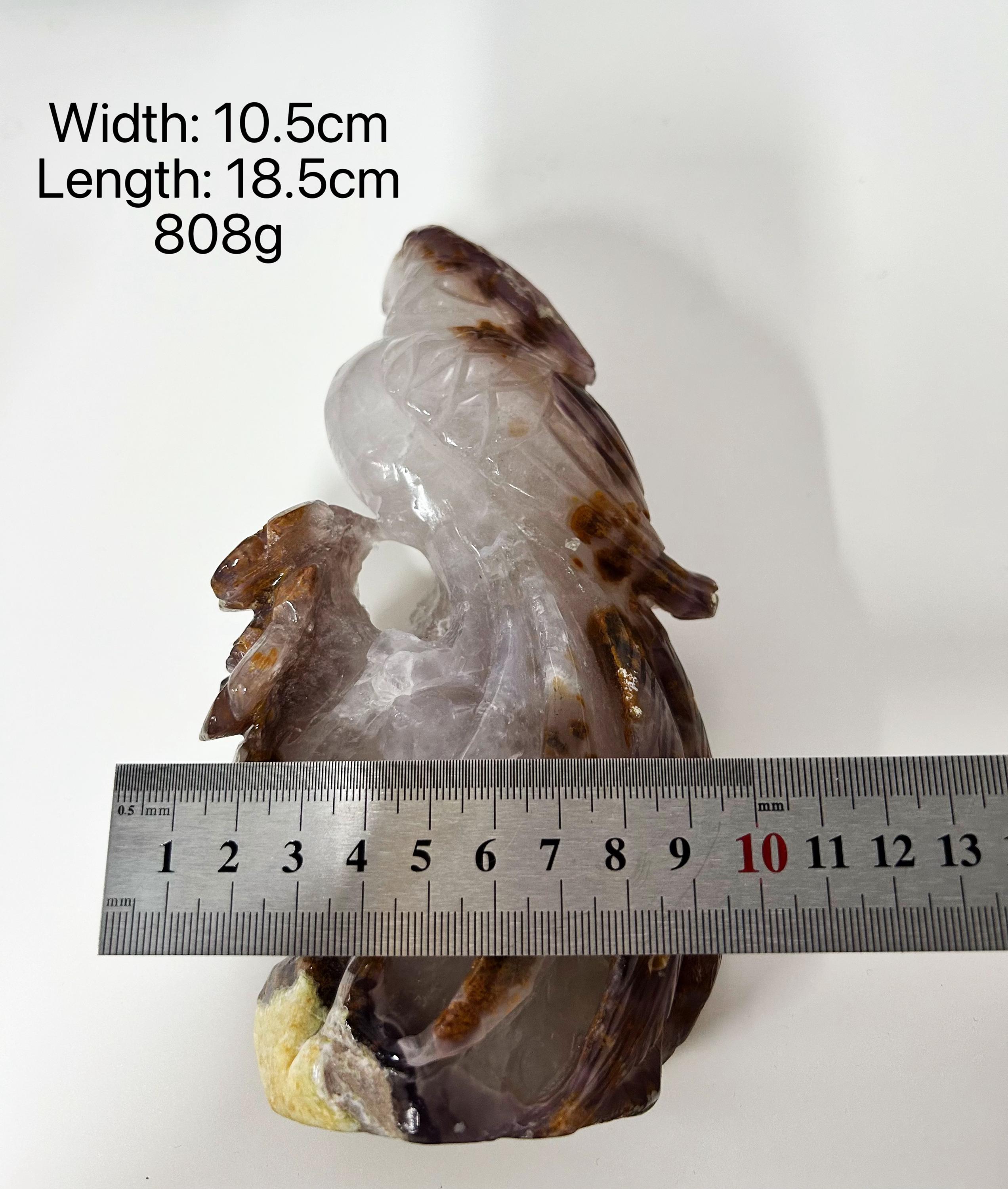 Crystal Bird Carving, Natural Agate Geode Sculpture, Unique Free Spirit Totem, Home Office Decor, One of a Kind Gift
