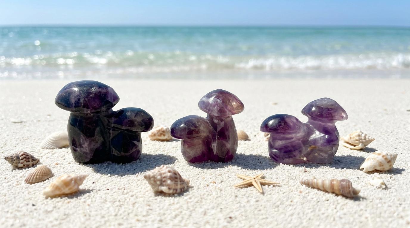 Crystal purple flourite Mushroom Carving, purple flourite Mushroom