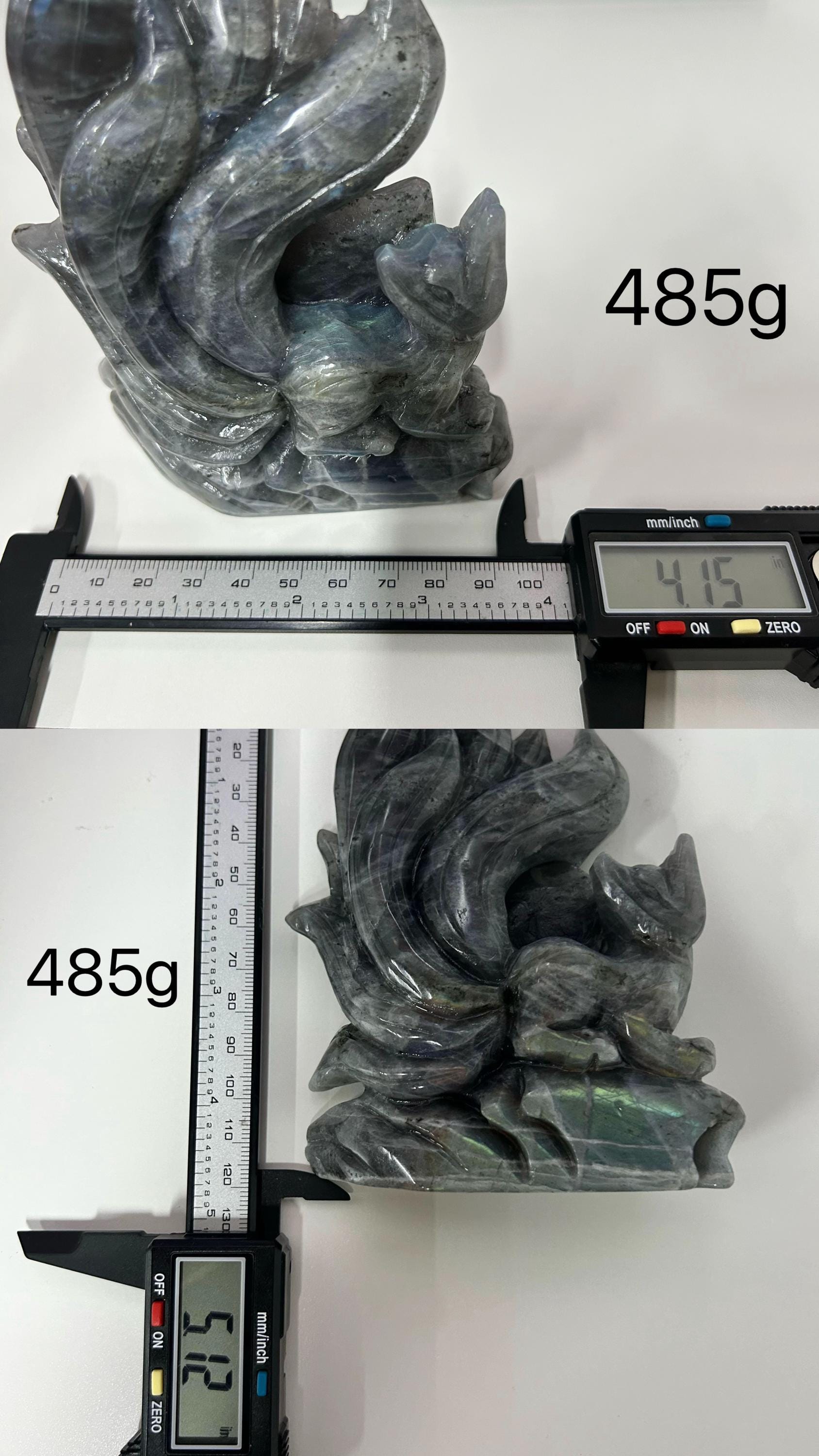 Fox Figurine, Purple Lepidolite Nine Tailed, Kitsune Statue, Witchy Altar Decor, Gifts