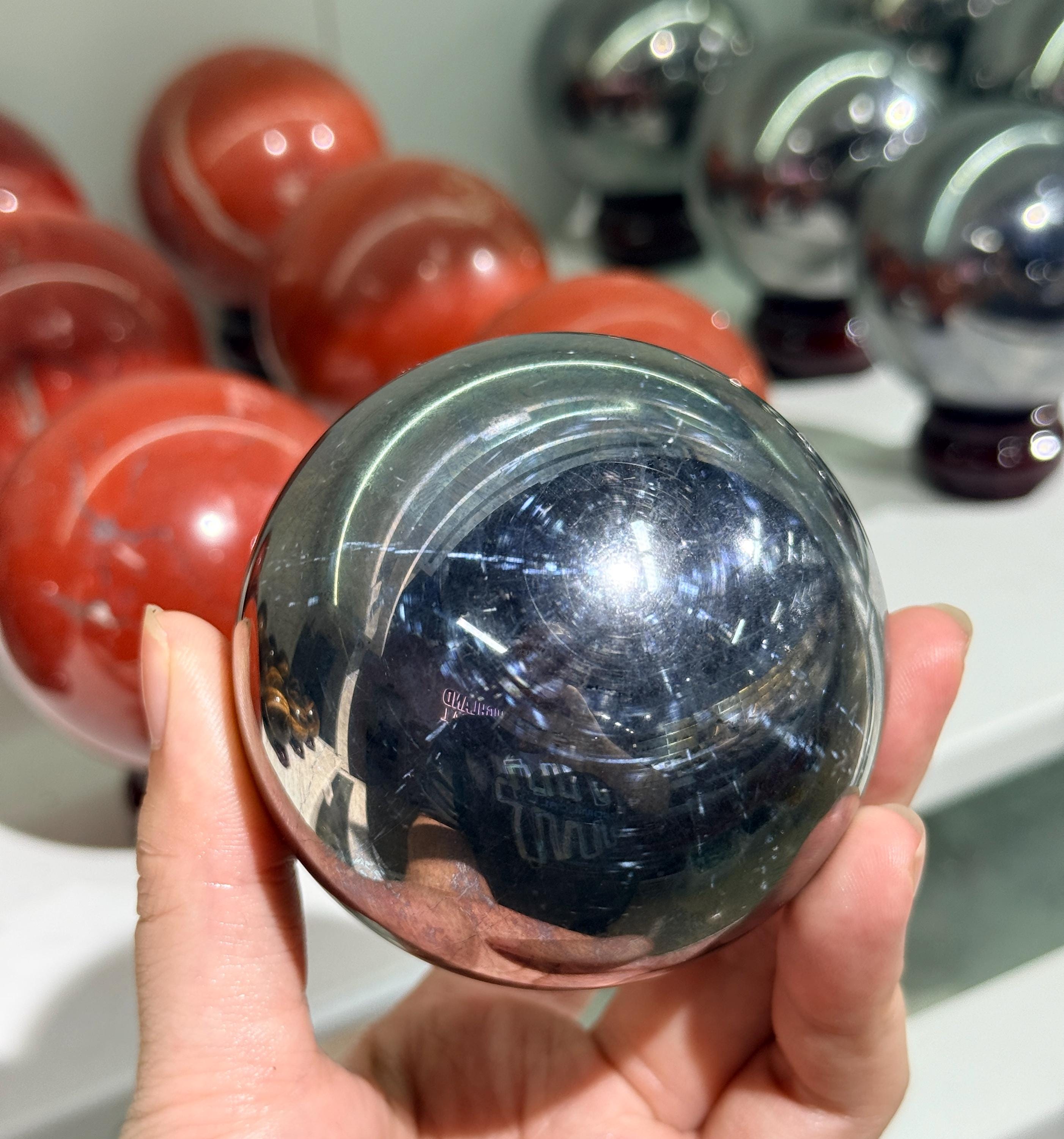 Terahertz Sphere Mirror Polished Silver Crystal Ball Meditation Decor Futuristic Gift