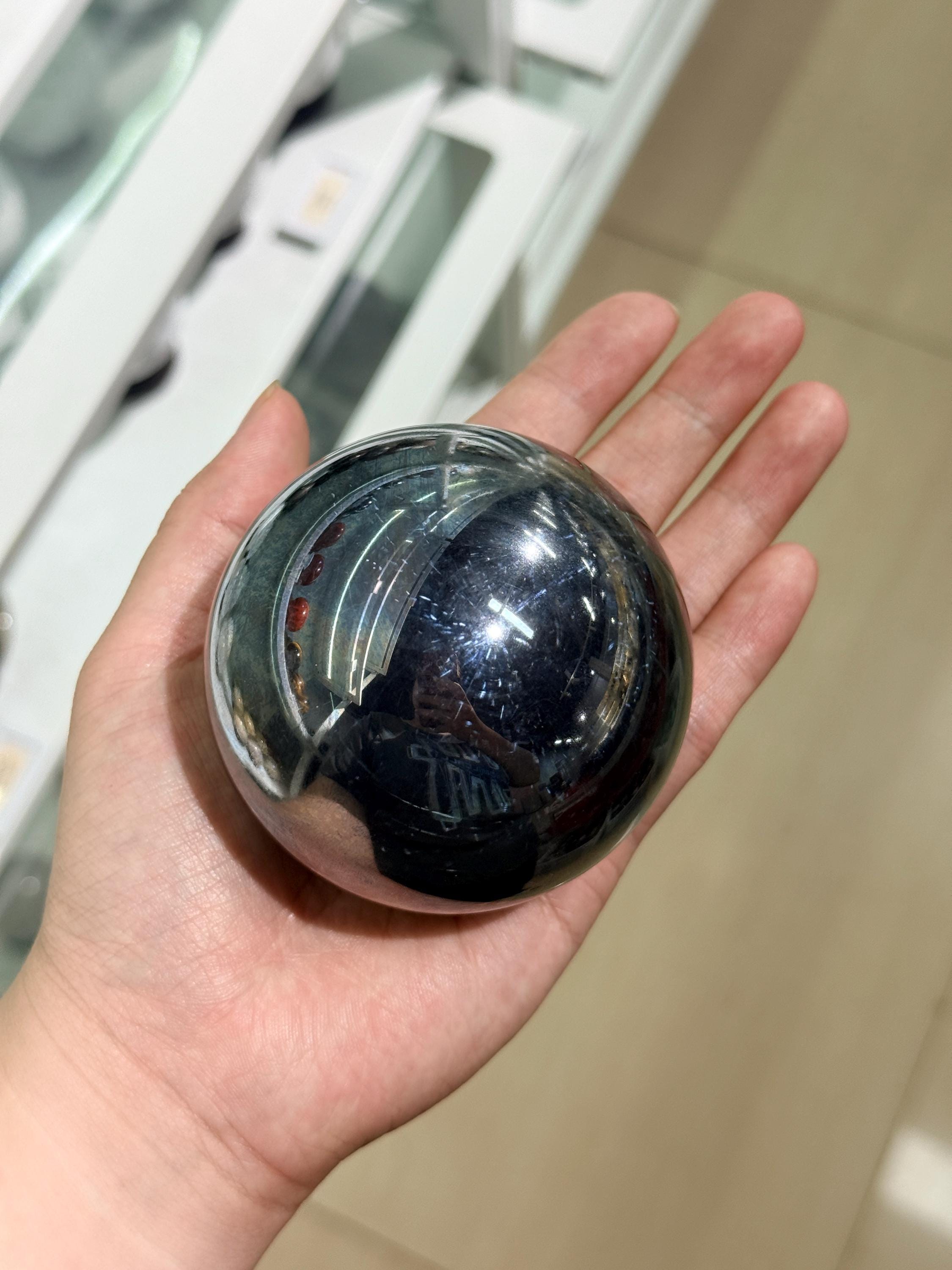 Terahertz Sphere Mirror Polished Silver Crystal Ball Meditation Decor Futuristic Gift