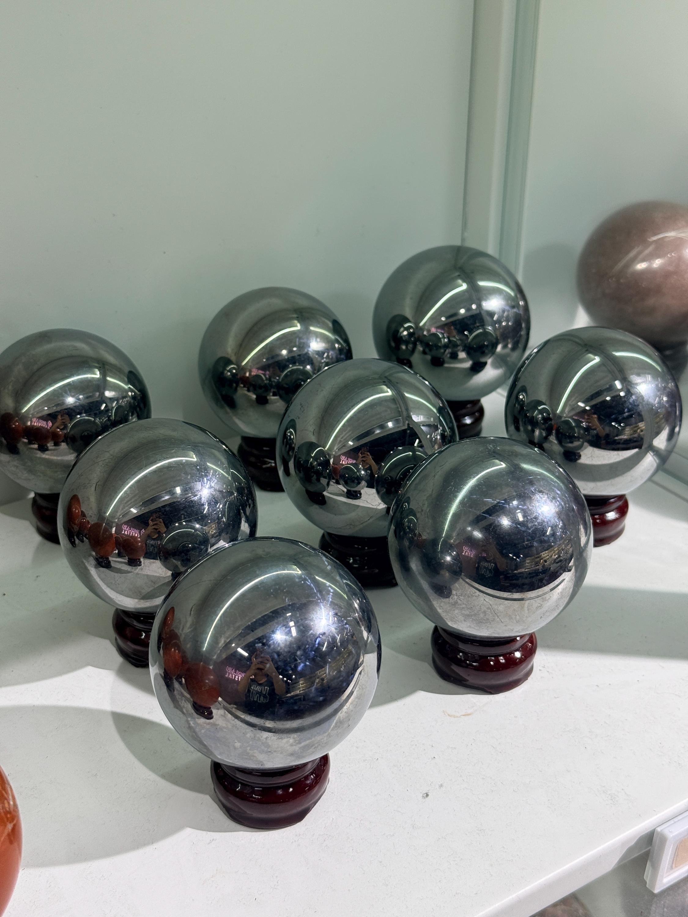 Terahertz Sphere Mirror Polished Silver Crystal Ball Meditation Decor Futuristic Gift