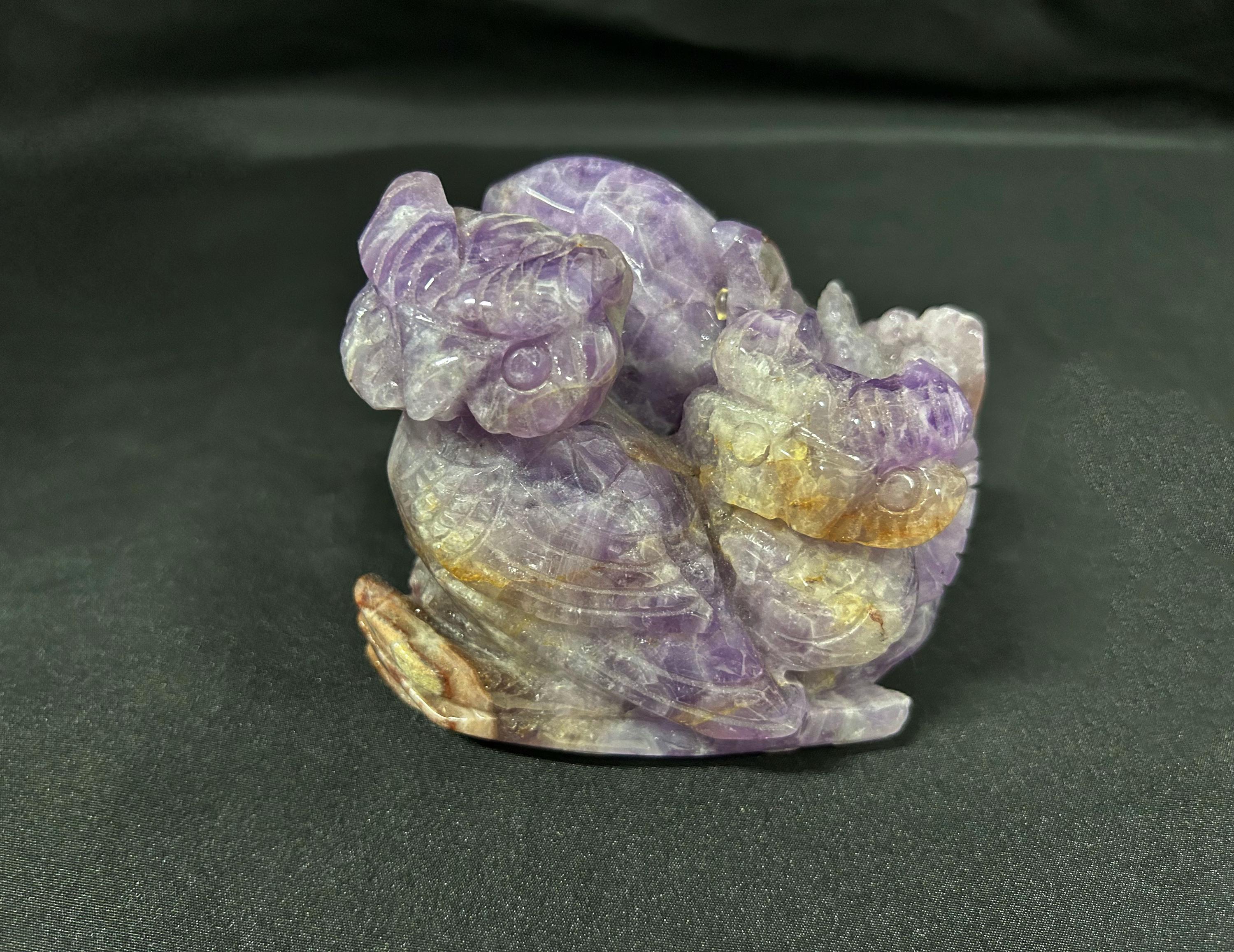 Amethyst Owl, Purple Crystal Carving, Natural Gemstone Decor, Owl Collectible