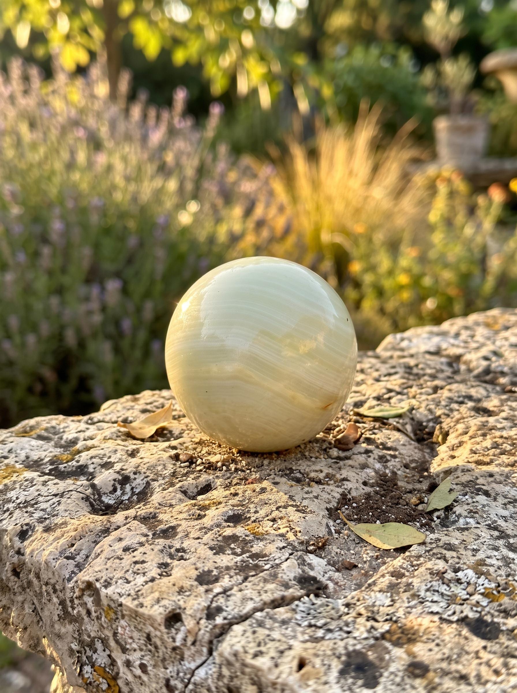 Green Onyx Sphere Natural Banded Crystal Ball Meditation Decor Collector Gift