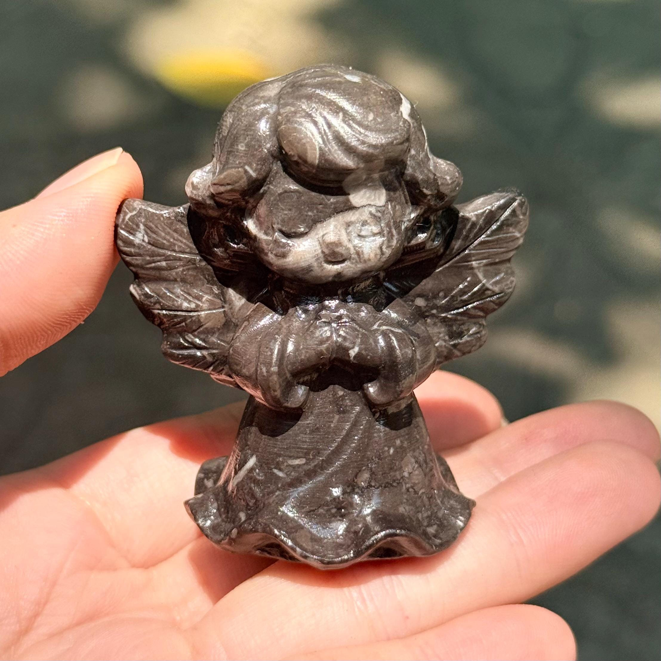 Angel Lover Crystal Figurine 2.4'' Natural Stone Guardian Carving Spiritual Home Decor Meaningful Gift