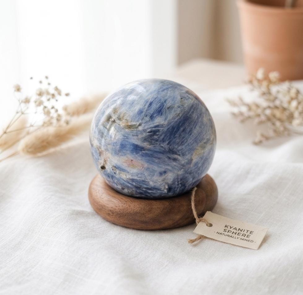 Blue Kyanite Sphere Natural Polished Crystal Ball Meditation Decor Collector Gift