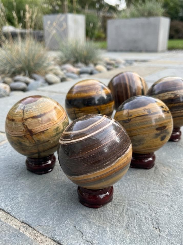 Australian Zebra Stone Sphere Natural Polished Crystal Ball Mineral Decor Collector Gift