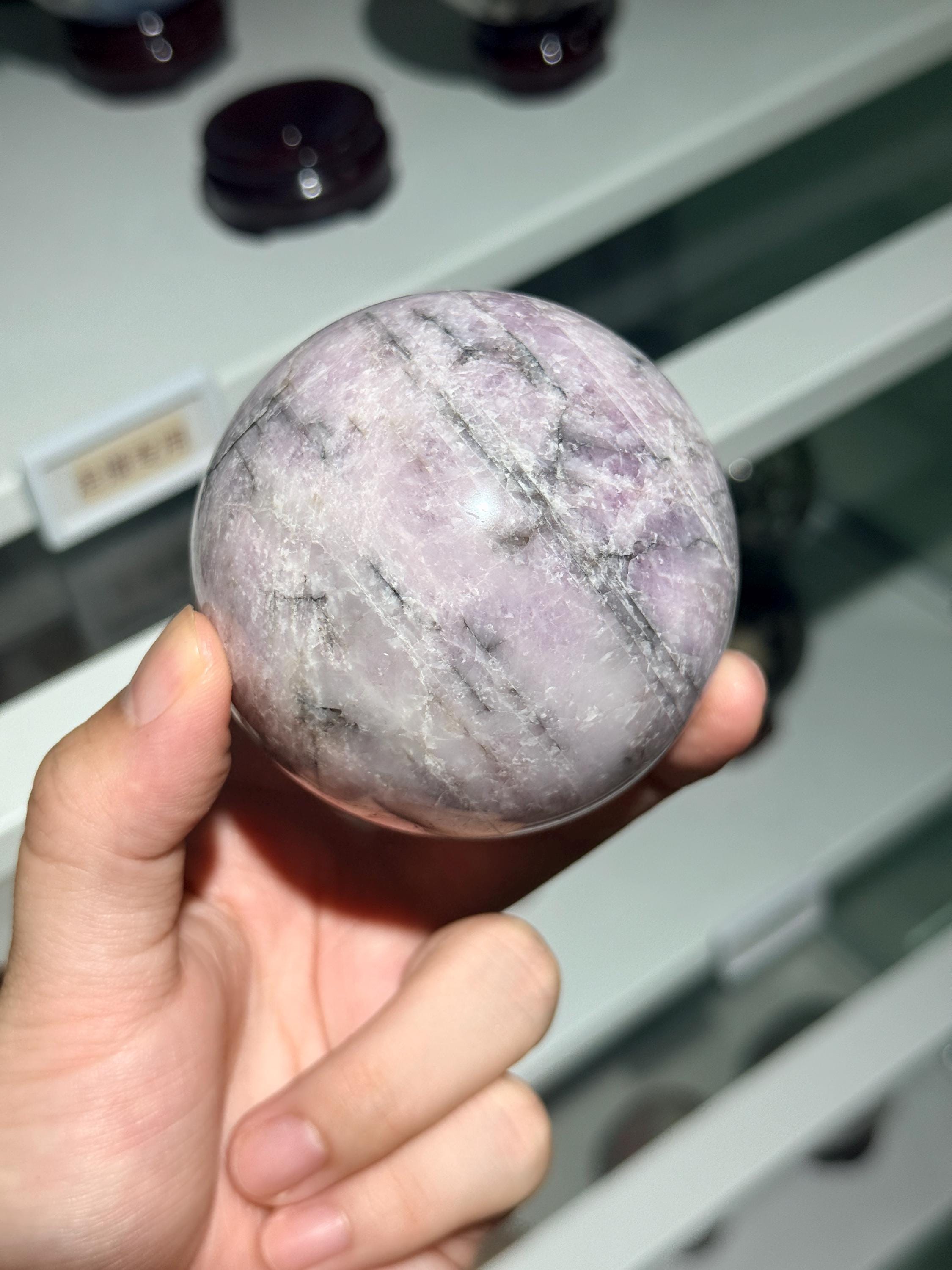 Kunzite Sphere Natural Pink Purple Crystal Ball Heart Chakra Decor Collector Gift