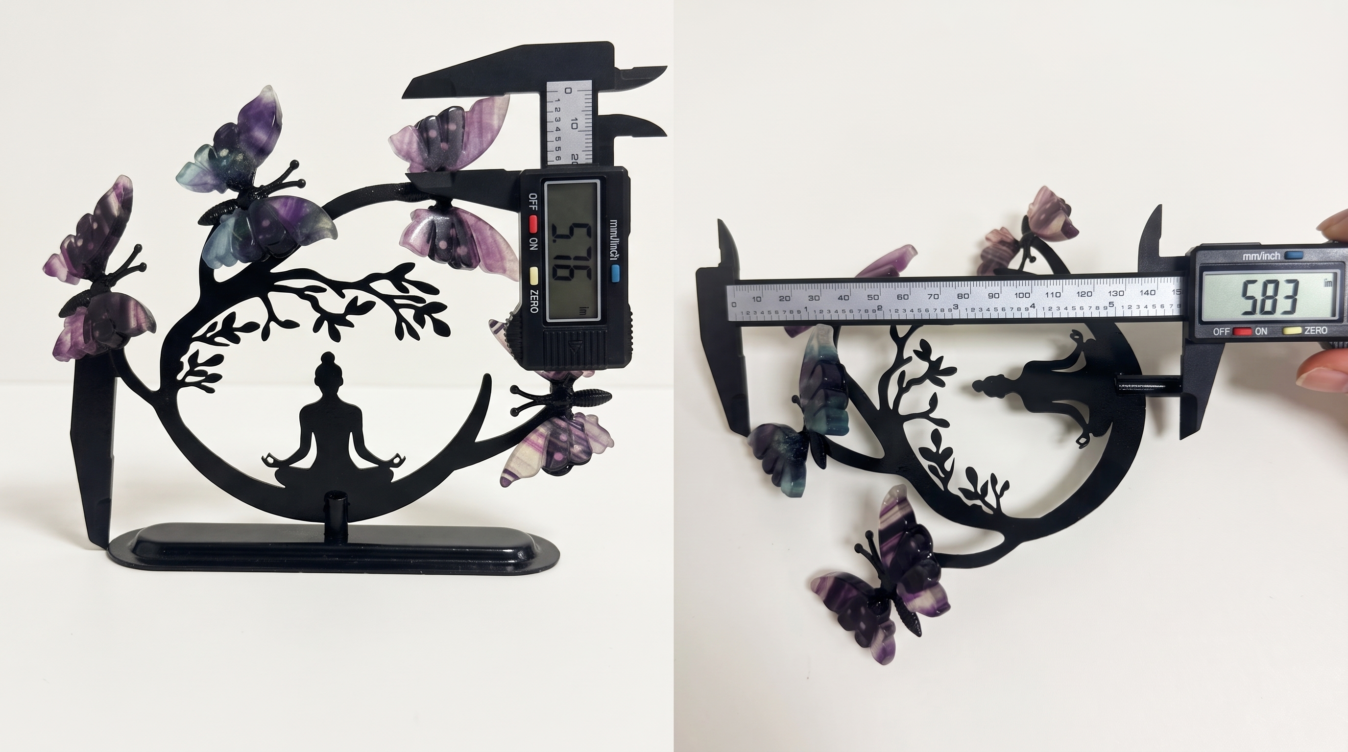 Rainbow Fluorite Butterfly Figurine – Hand-Assembled Crystal Animal Metal Stand