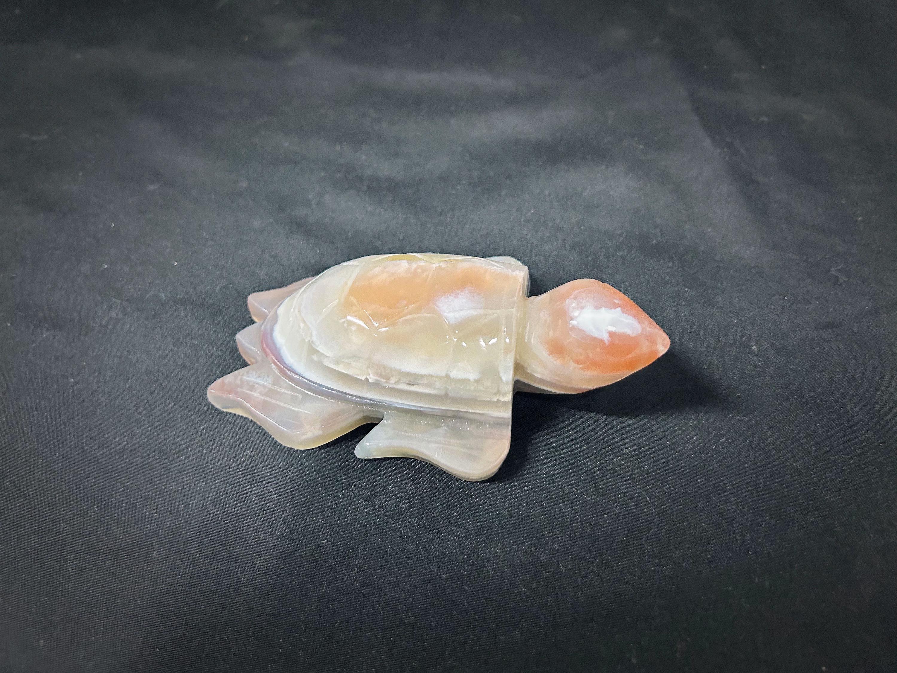 Banded Agate Turtle Carving, Natural Stone Figurine, Desk Decor, Gift for Turtle Lovers