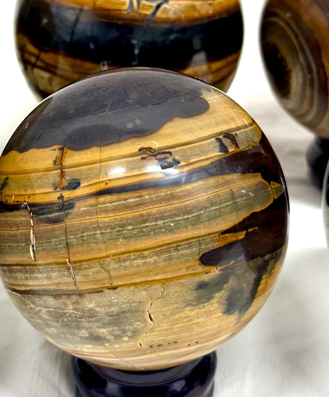 Australian Zebra Stone Sphere Natural Polished Crystal Ball Mineral Decor Collector Gift