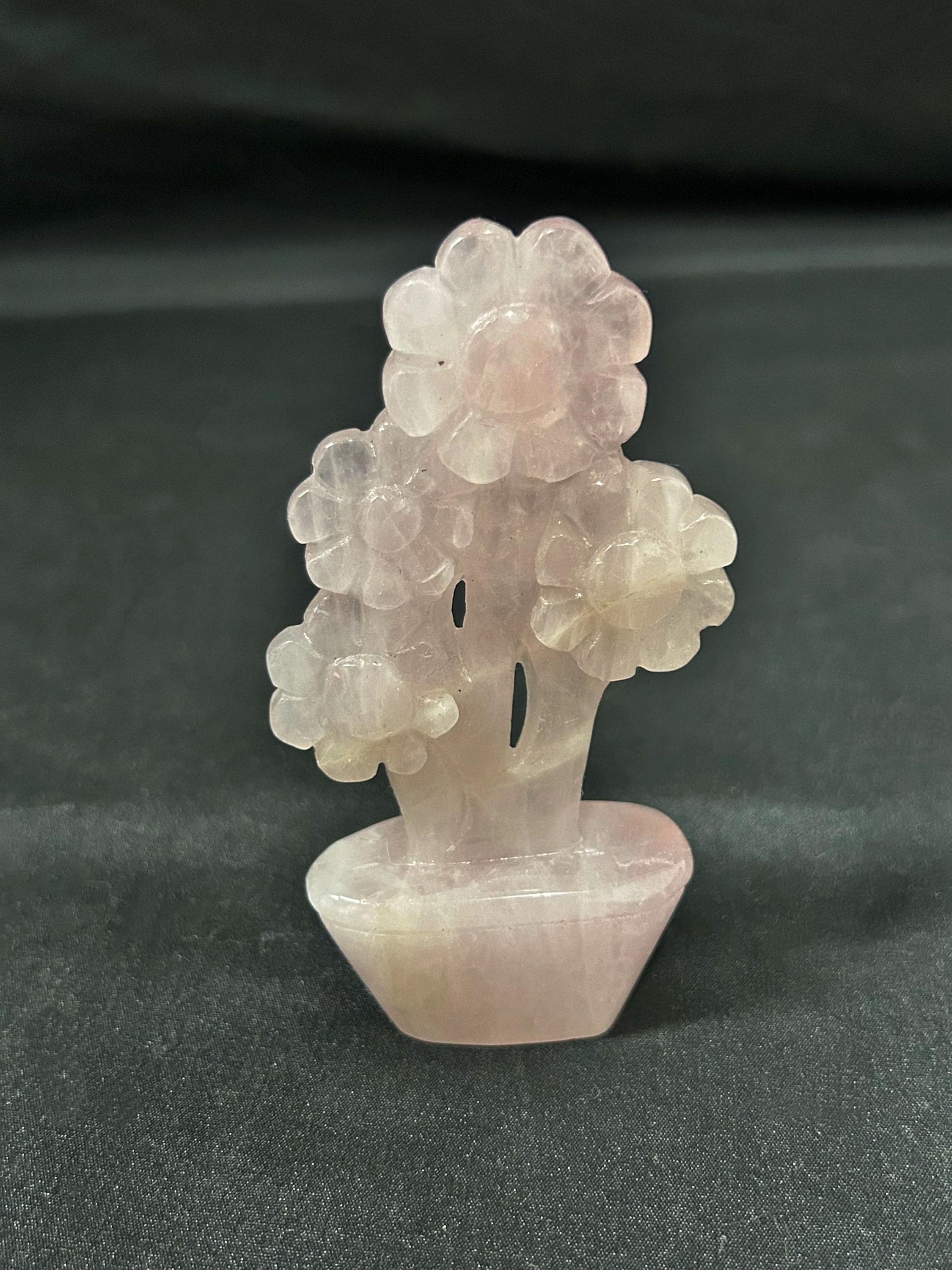 Hand Carved Gemstone Flower Tree, Mini Crystal Bonsai, Feng Shui Decor