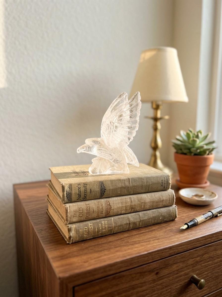 Clear Quartz Eagle Carving, Natural Crystal Flying Eagle Figurine, Spirit Animal Totem, Reiki Healing Stone, Unique Bird Sculpture