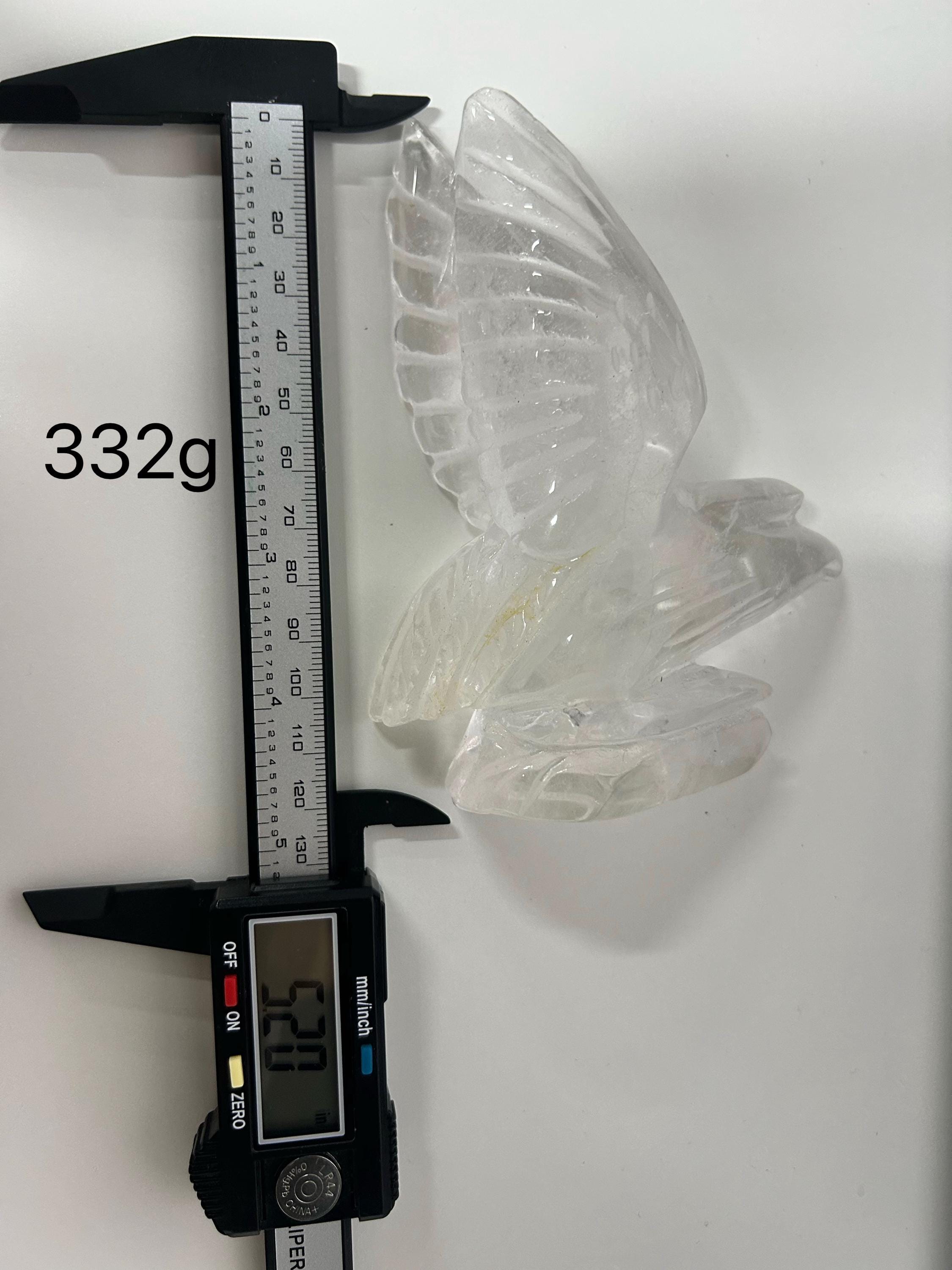 Clear Quartz Eagle Carving, Natural Crystal Flying Eagle Figurine, Spirit Animal Totem, Reiki Healing Stone, Unique Bird Sculpture