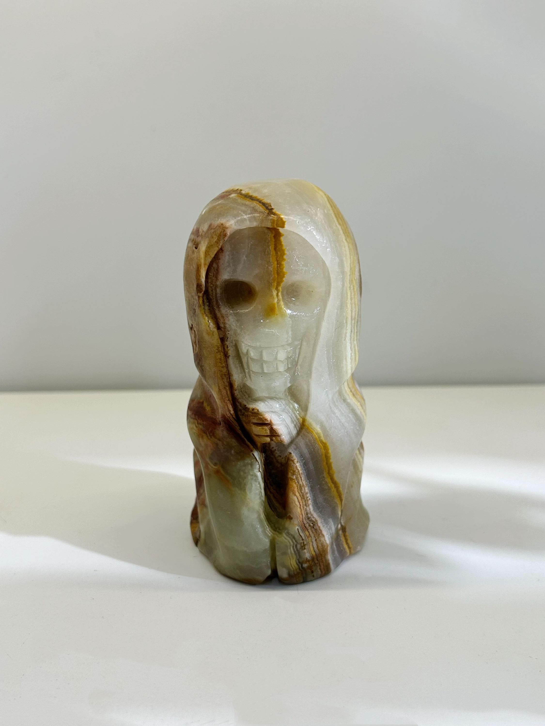 Afghan Jade Ghost Figurine, Natural Crystal Halloween Decor, Polished Stone Collectible